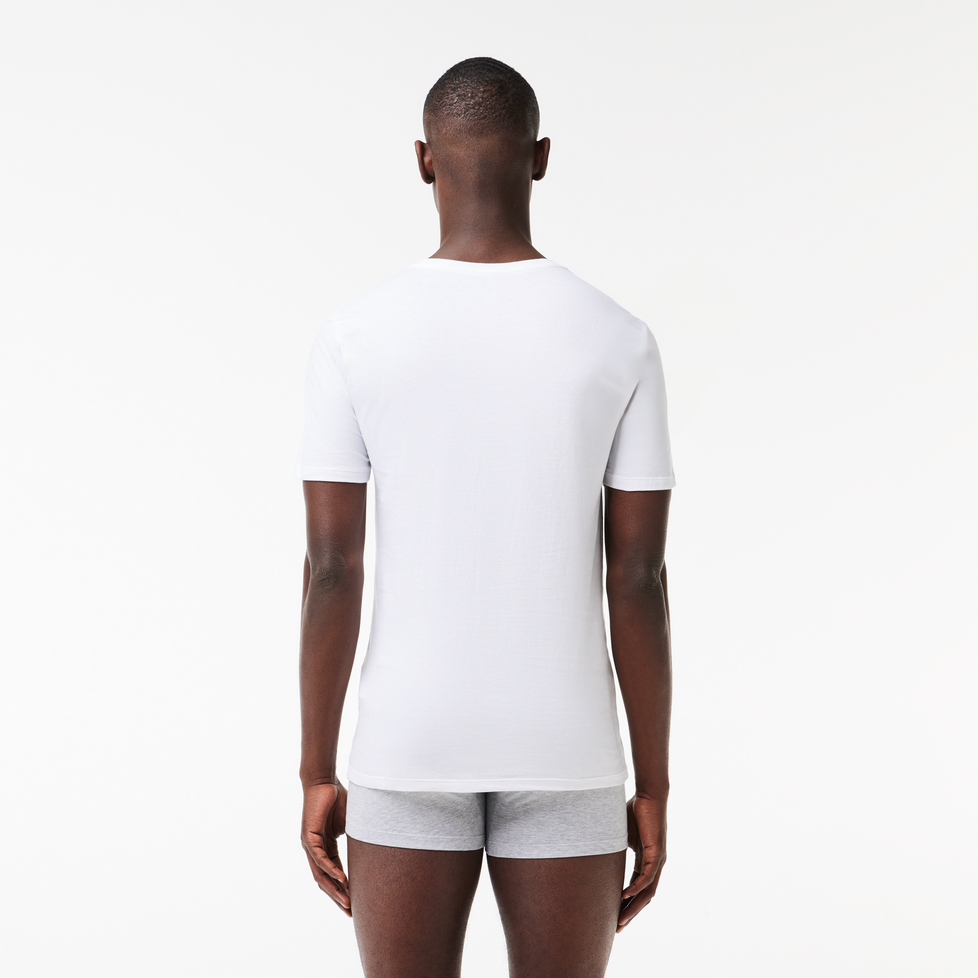 Lacoste Erkek Slim Fit V Yaka 3'lü Beyaz Atlet