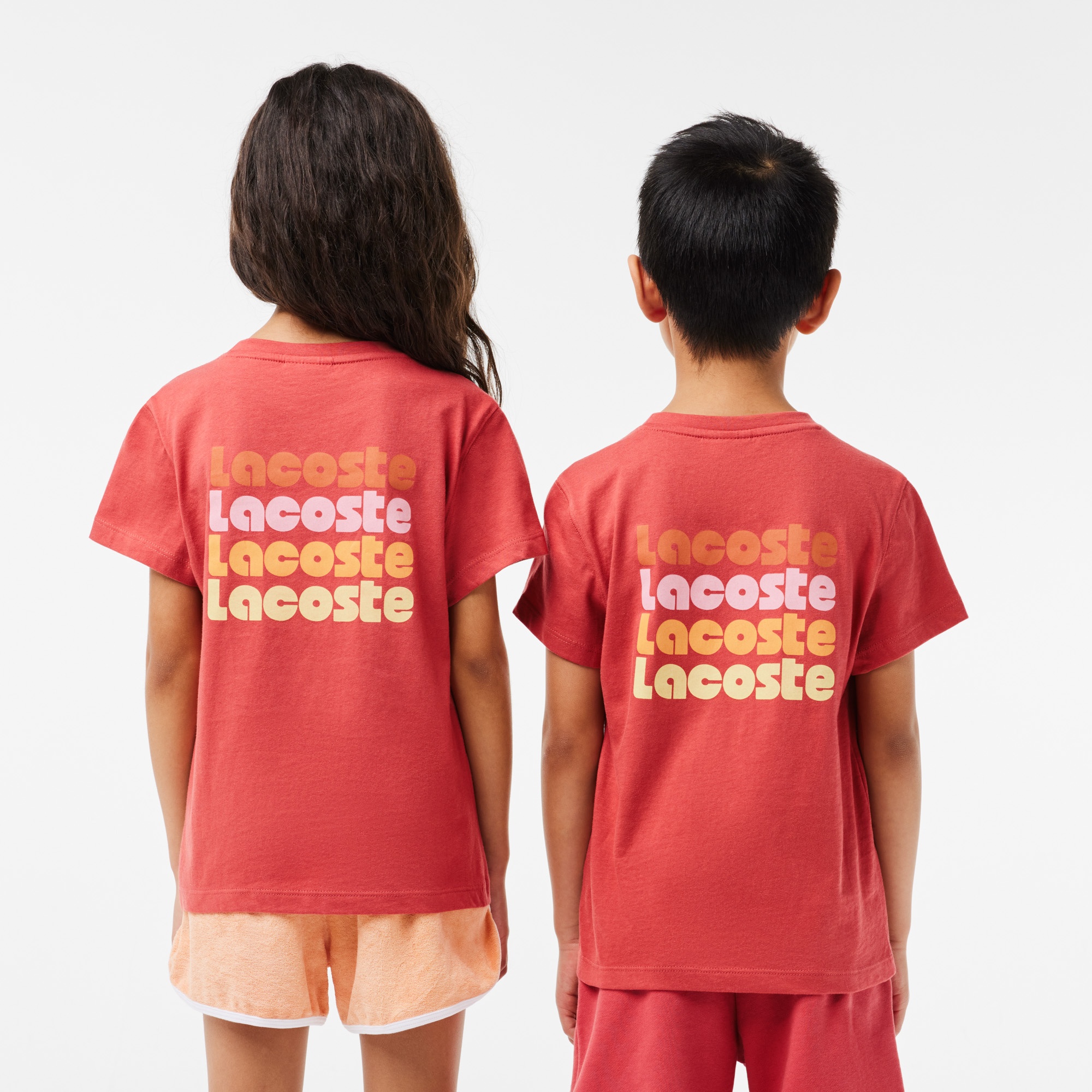 Lacoste Çocuk Bisiklet Yaka Baskılı Organik Pamuk Pembe T-shirt