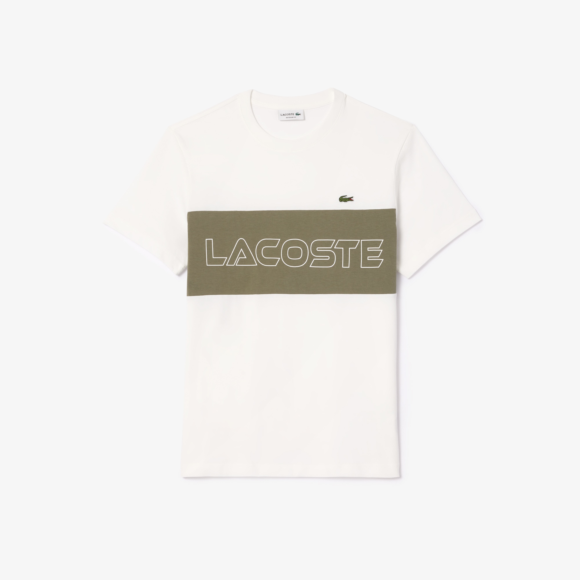 Lacoste Erkek Regular Fit Bisiklet Yaka Renk Bloklu Bej T-Shirt