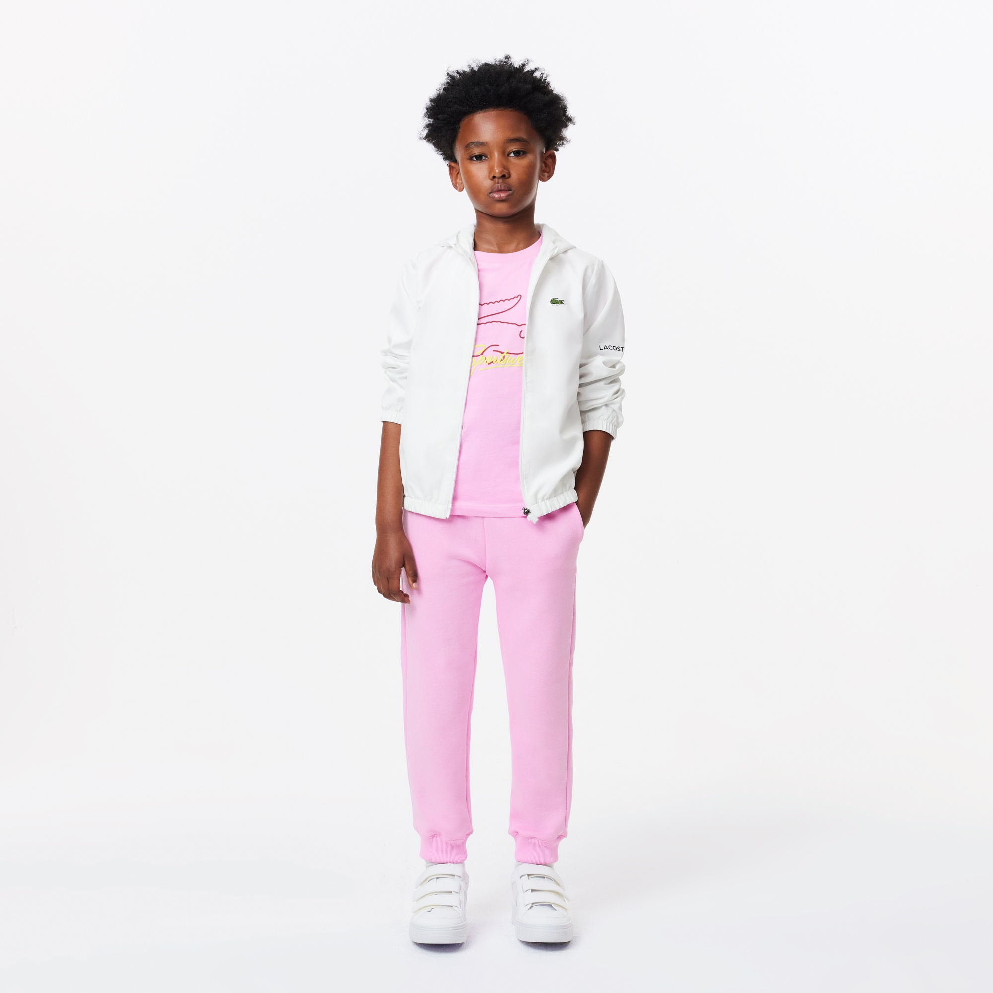 Lacoste Çocuk Bisiklet Yaka Baskılı Pembe T-Shirt