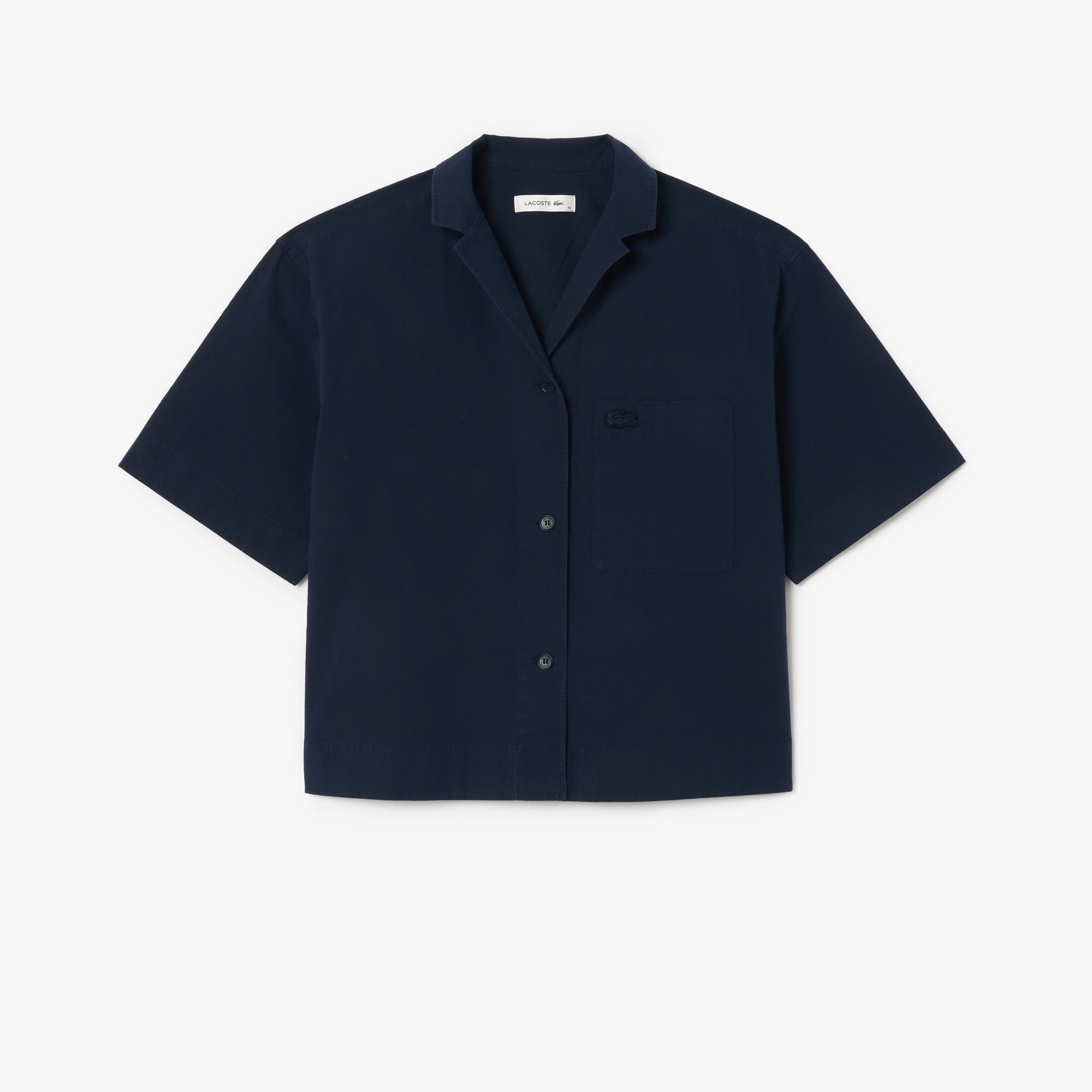 Lacoste Kadın Relaxed Fit Kısa Kollu Lacivert Gömlek