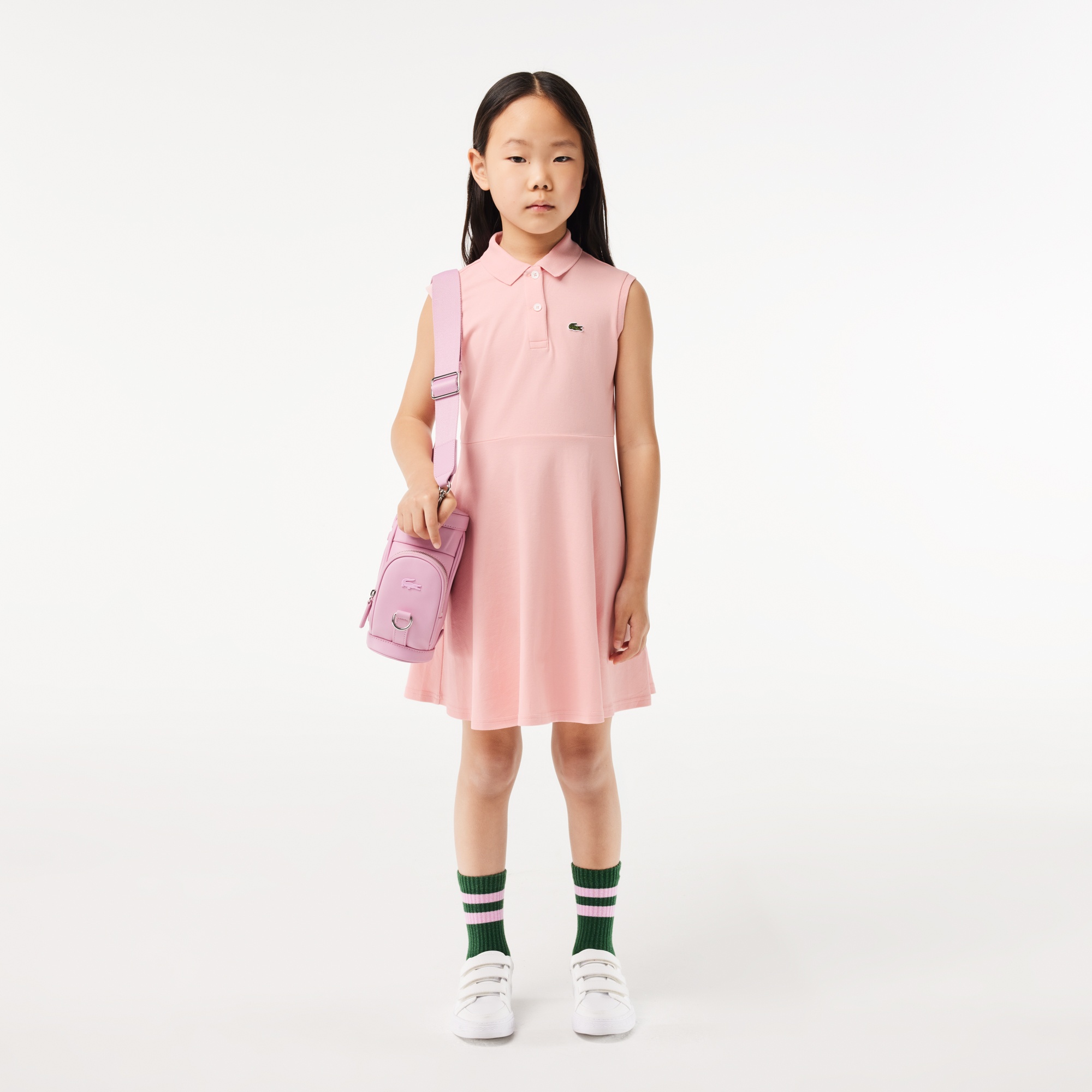 Lacoste Kız Çocuk Kolsuz Polo Yaka Pembe Elbise