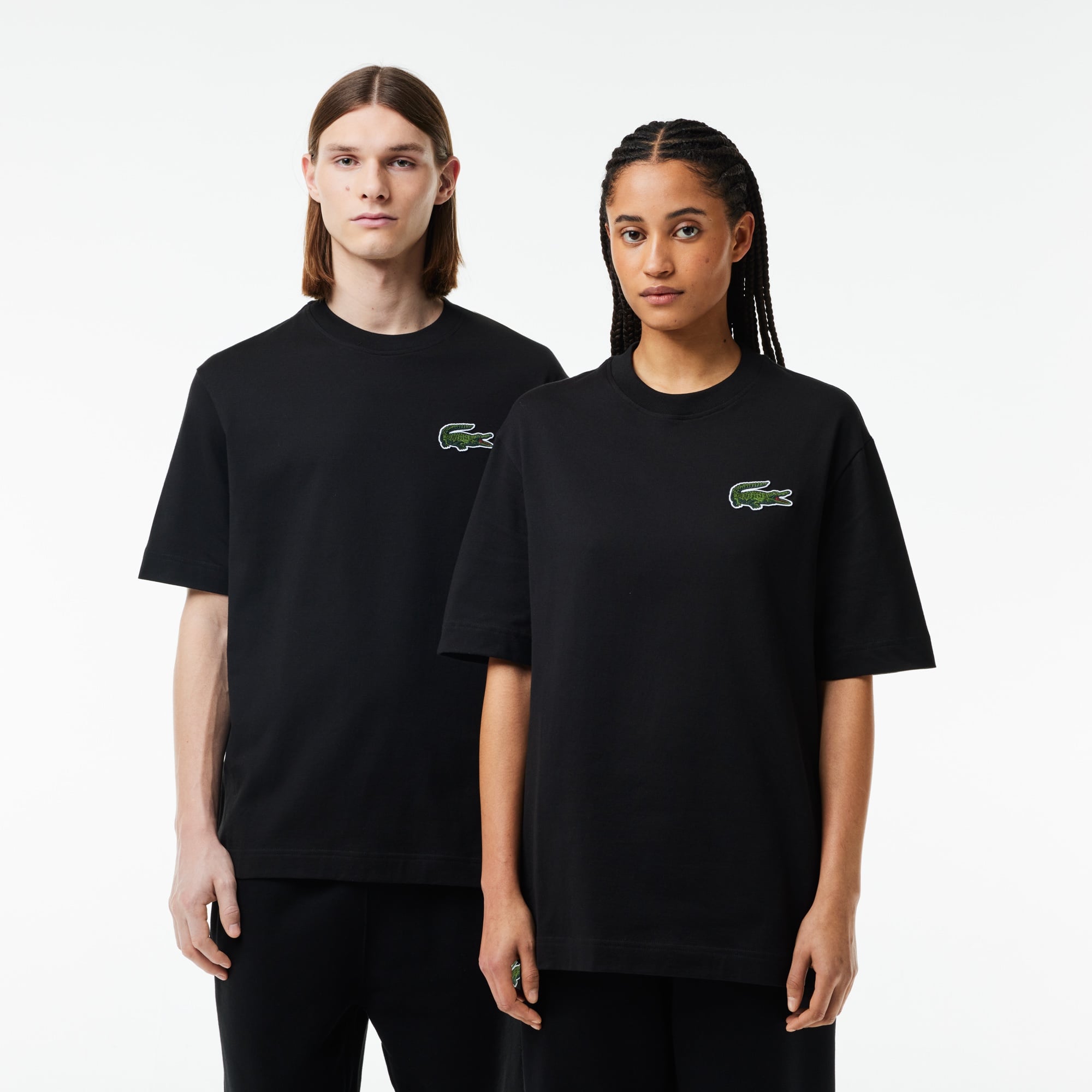 Lacoste Unisex Loose Fit Bisiklet Yaka Siyah T-Shirt