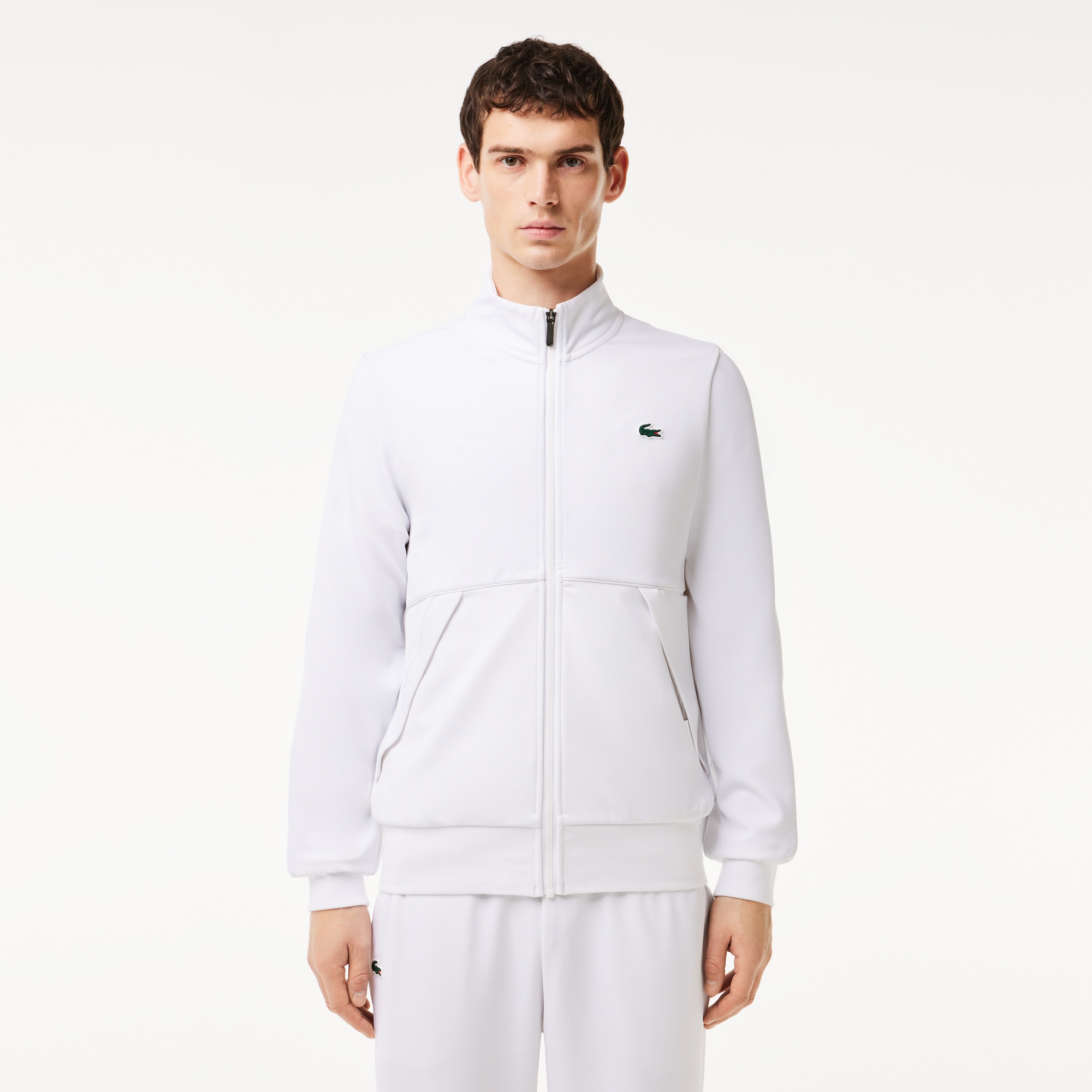 Lacoste SPORT Erkek Classic Fit Fermuarlı Beyaz Sweatshirt