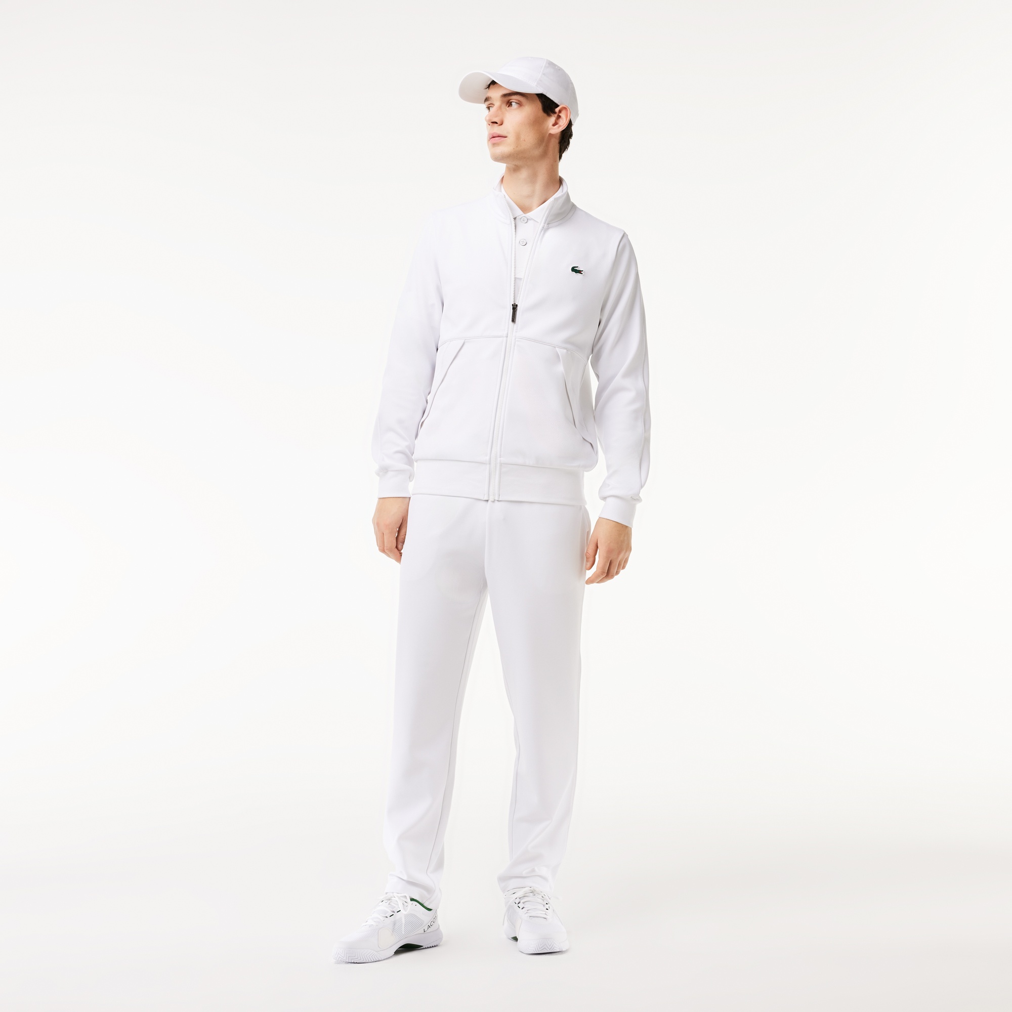 Lacoste SPORT Erkek Classic Fit Fermuarlı Beyaz Sweatshirt