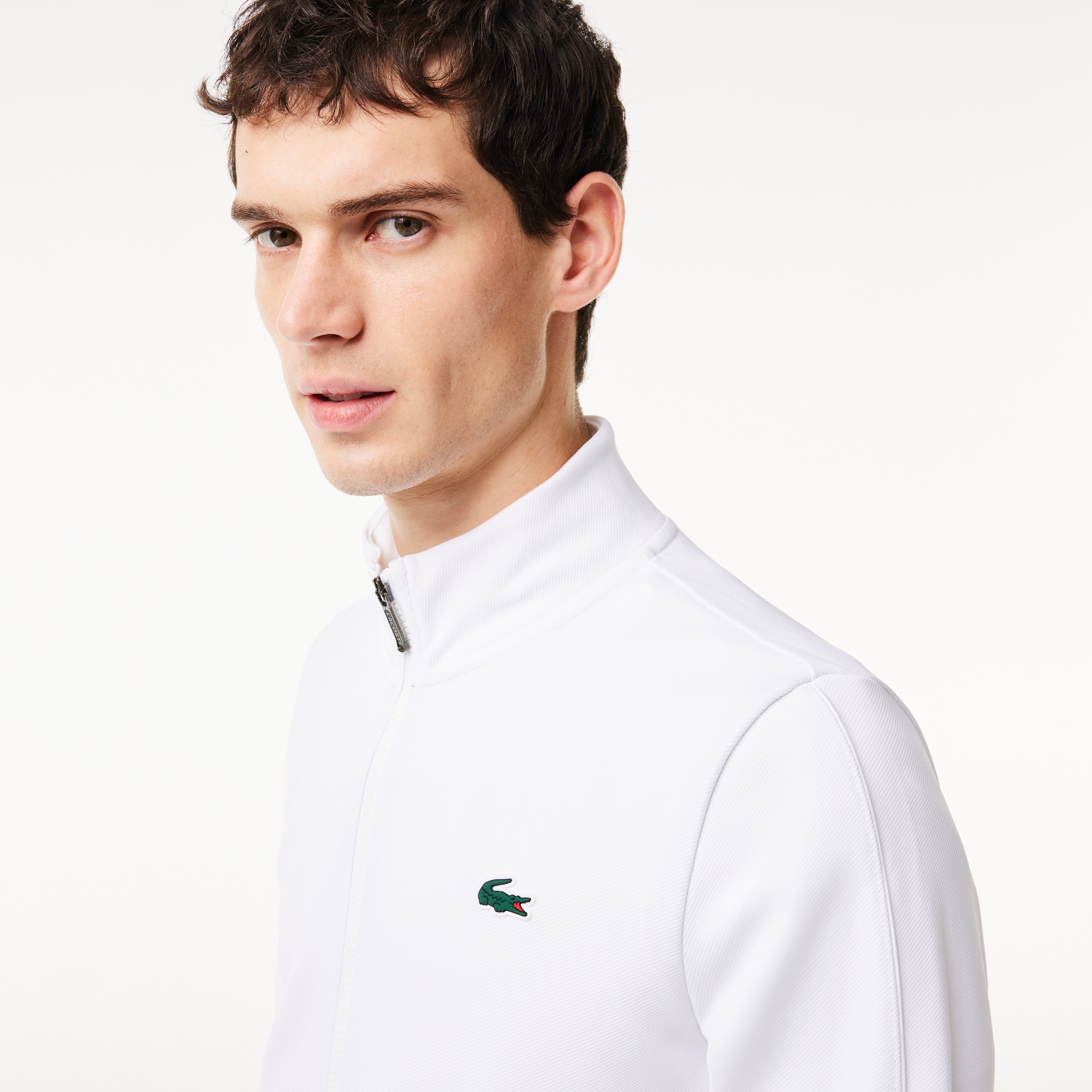 Lacoste SPORT Erkek Classic Fit Fermuarlı Beyaz Sweatshirt