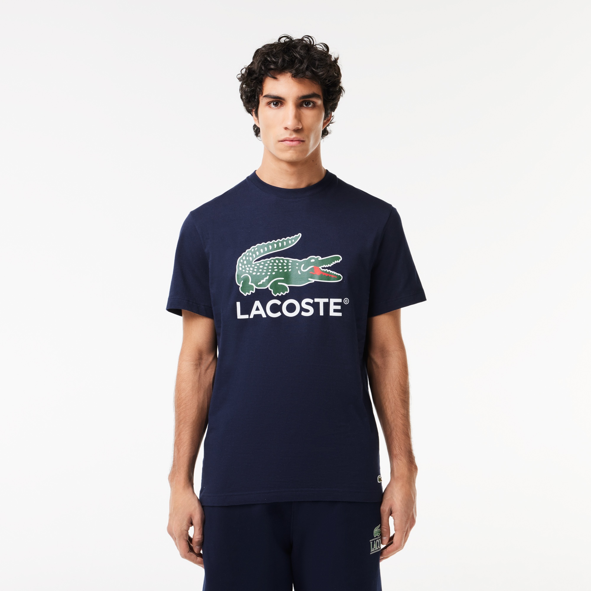Lacoste Erkek Regular Fit Bisiklet Yaka Baskılı Lacivert T-Shirt