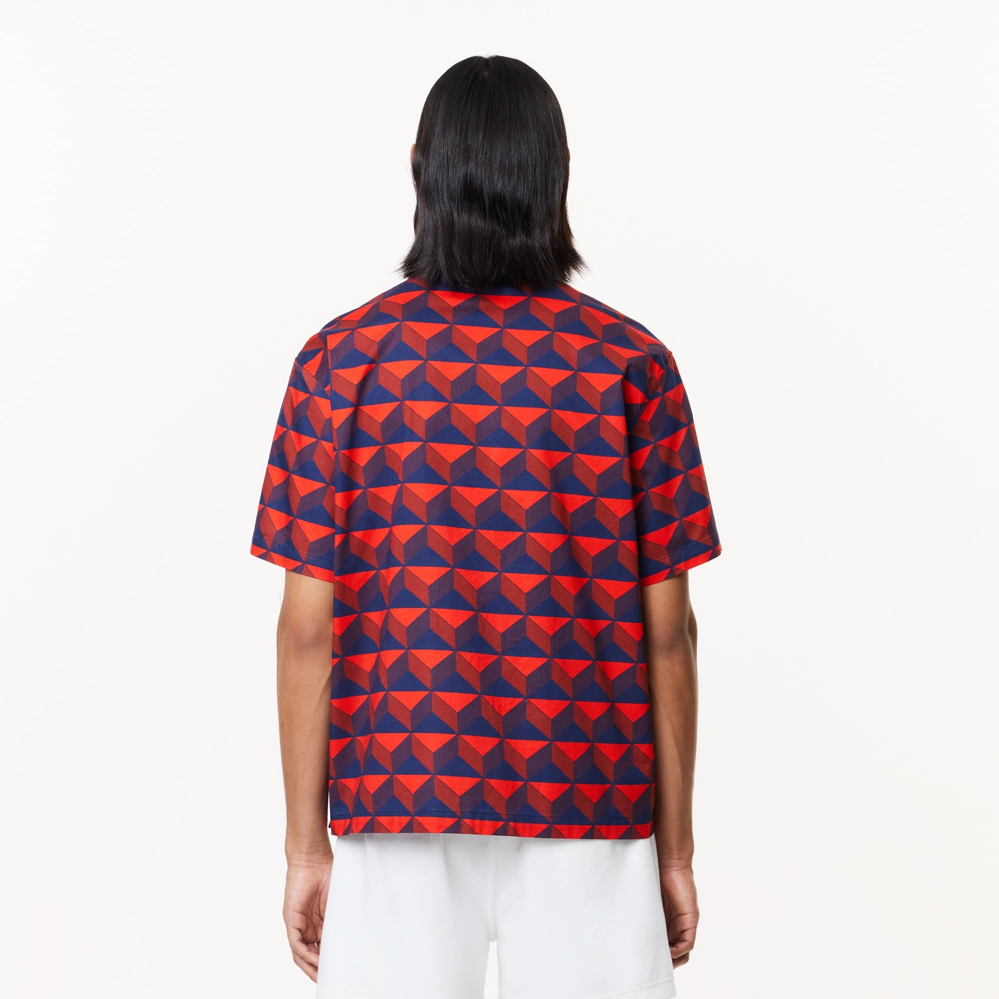 Lacoste Erkek Relaxed Fit Kısa Kollu Monogram Bordo Gömlek