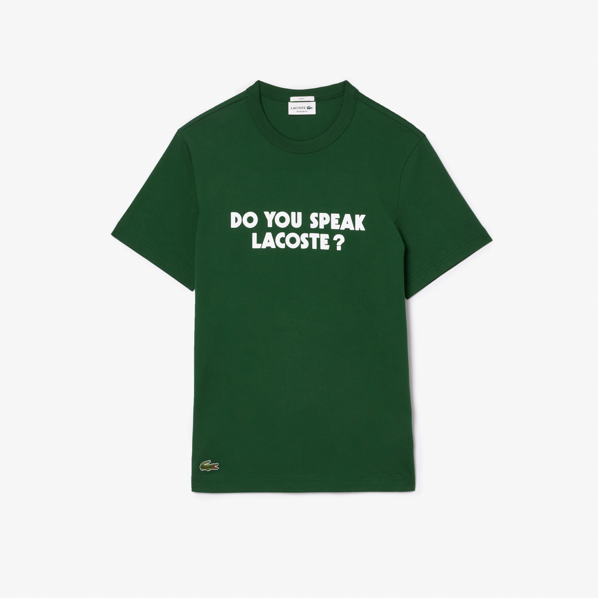 Lacoste Unisex Relax Fit Bisiklet Yaka Baskılı Yeşil T-Shirt