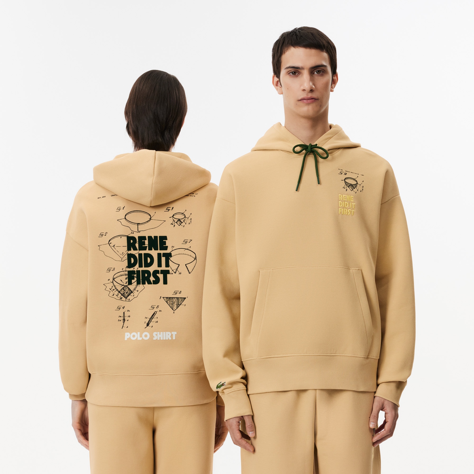 Lacoste Unisex Relaxed Fit Kapüşonlu Bej Sweatshirt
