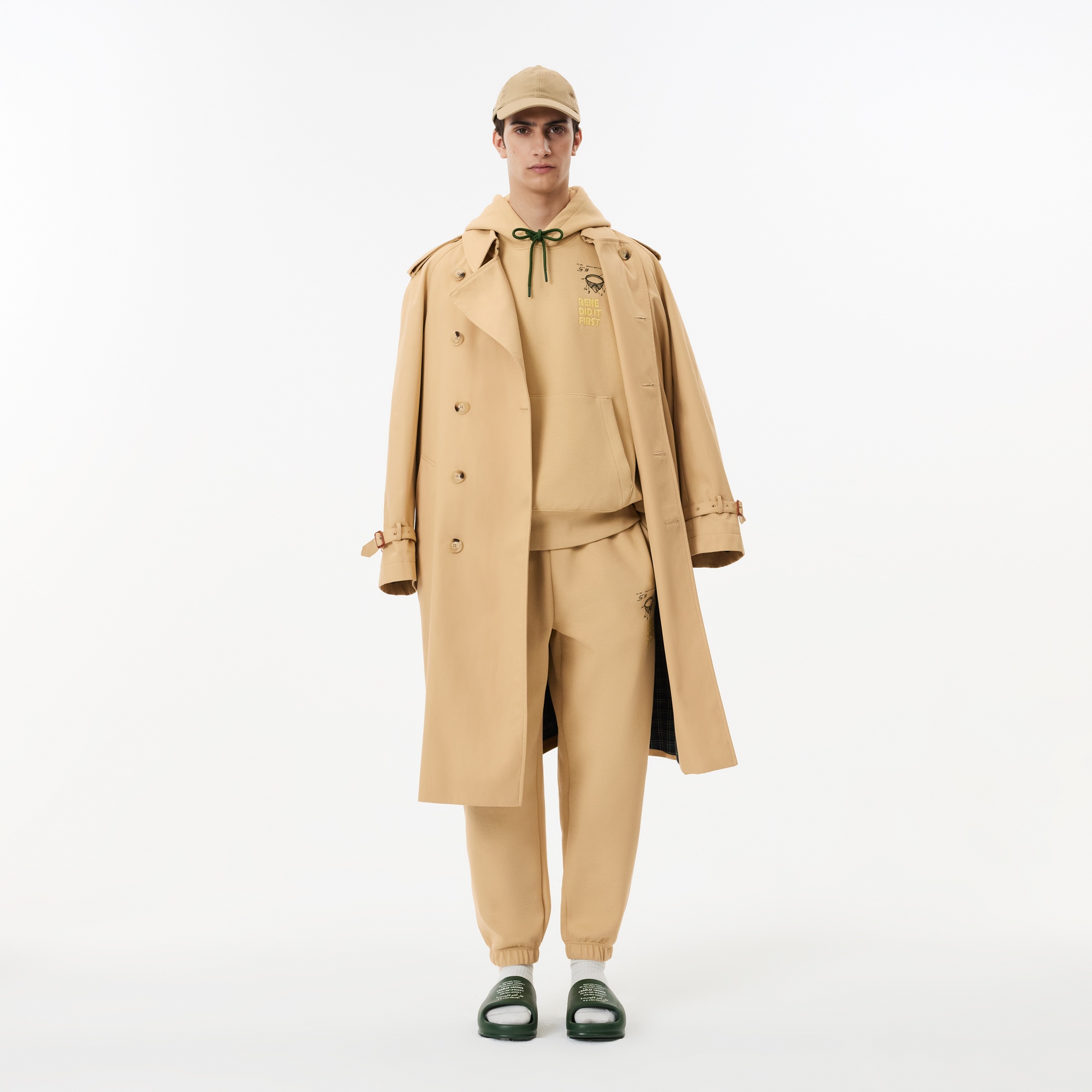 Lacoste Unisex Relaxed Fit Kapüşonlu Bej Sweatshirt