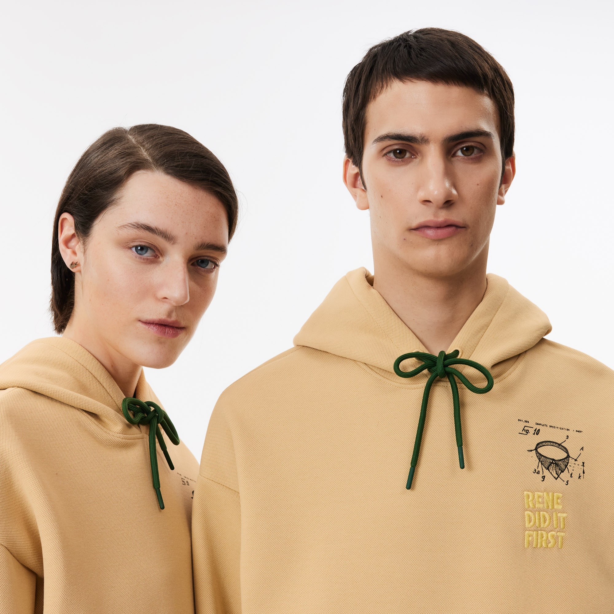 Lacoste Unisex Relaxed Fit Kapüşonlu Bej Sweatshirt