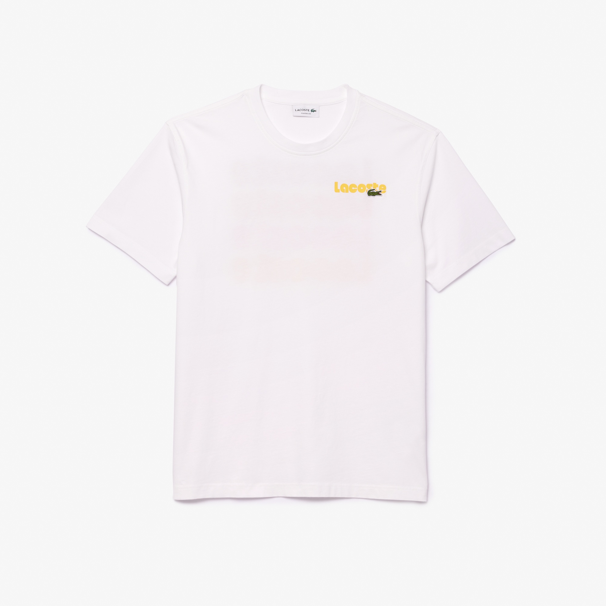 Lacoste Erkek Classic Fit Bisiklet Yaka Baskılı Beyaz T-Shirt