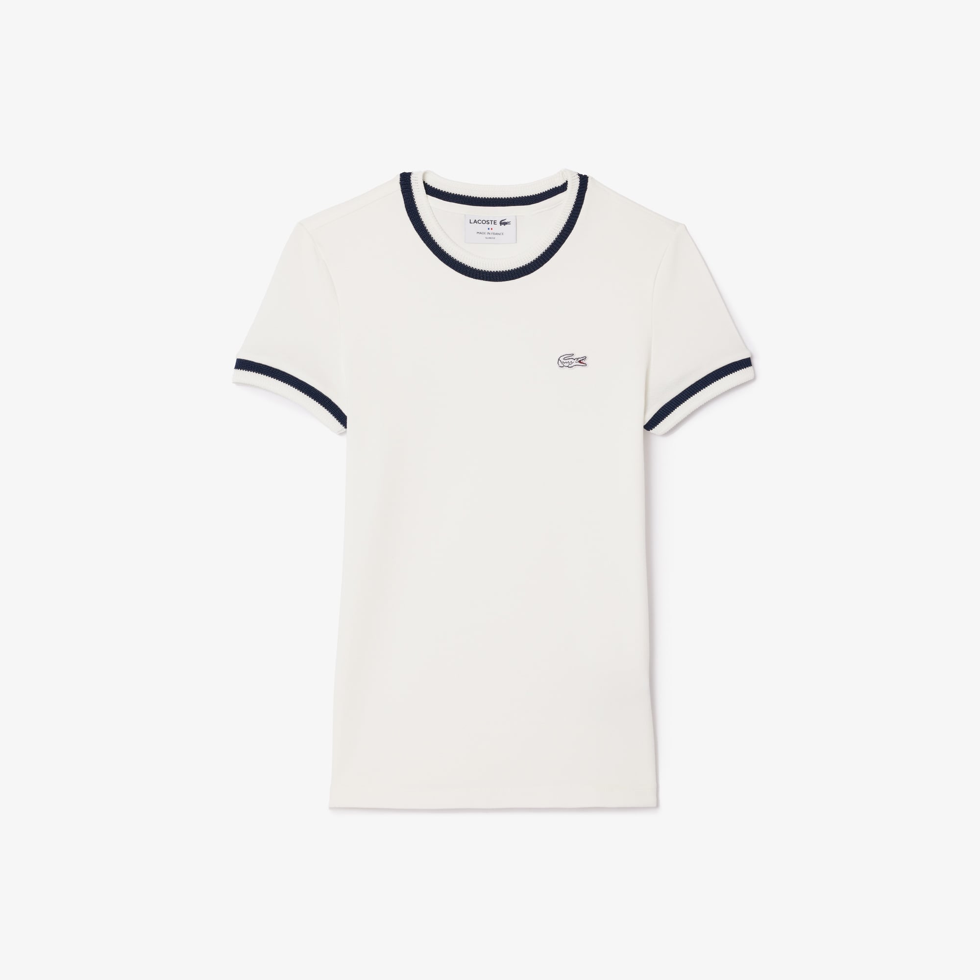 Lacoste Kadın Slim Fit Bisiklet Yaka Beyaz T-Shirt