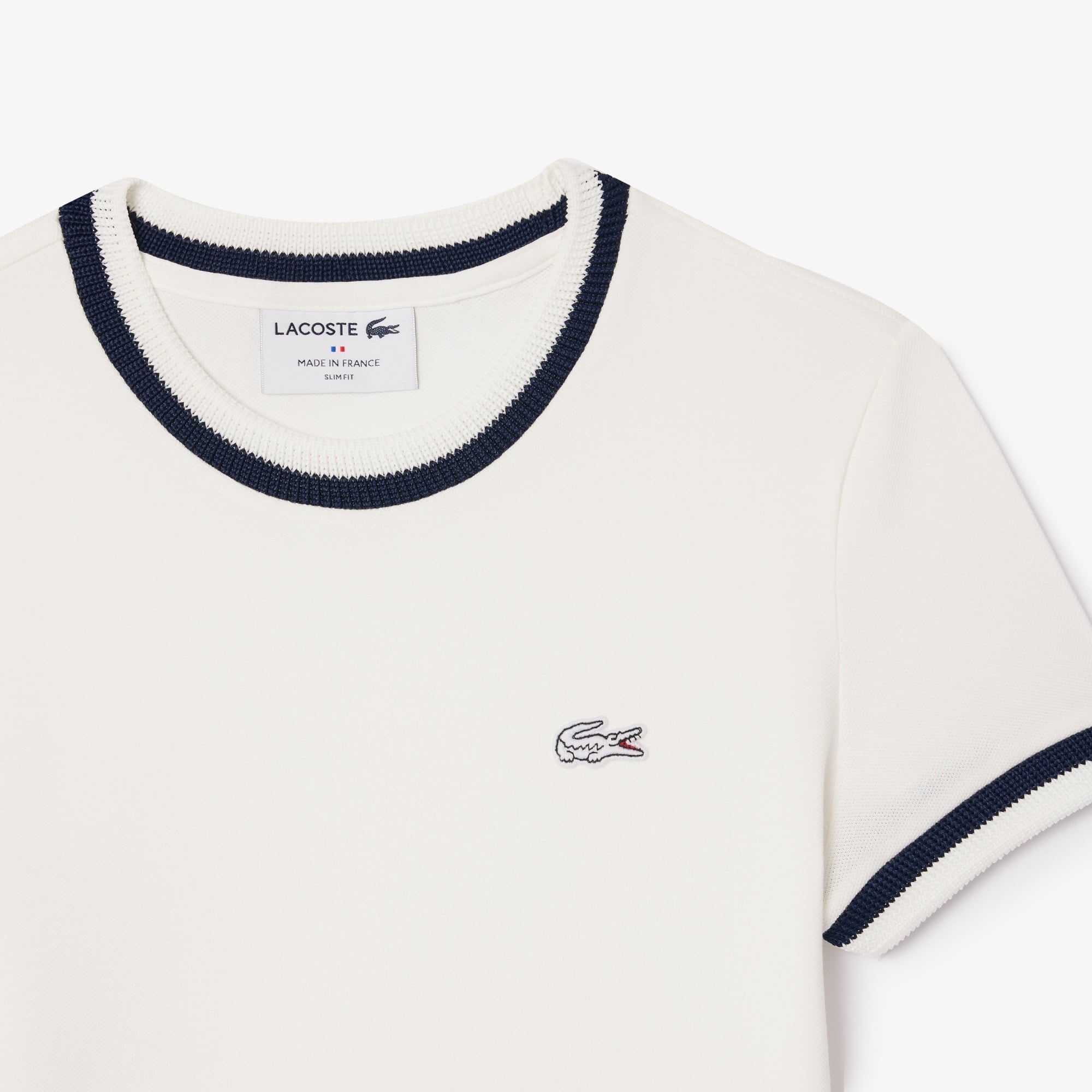Lacoste Kadın Slim Fit Bisiklet Yaka Beyaz T-Shirt