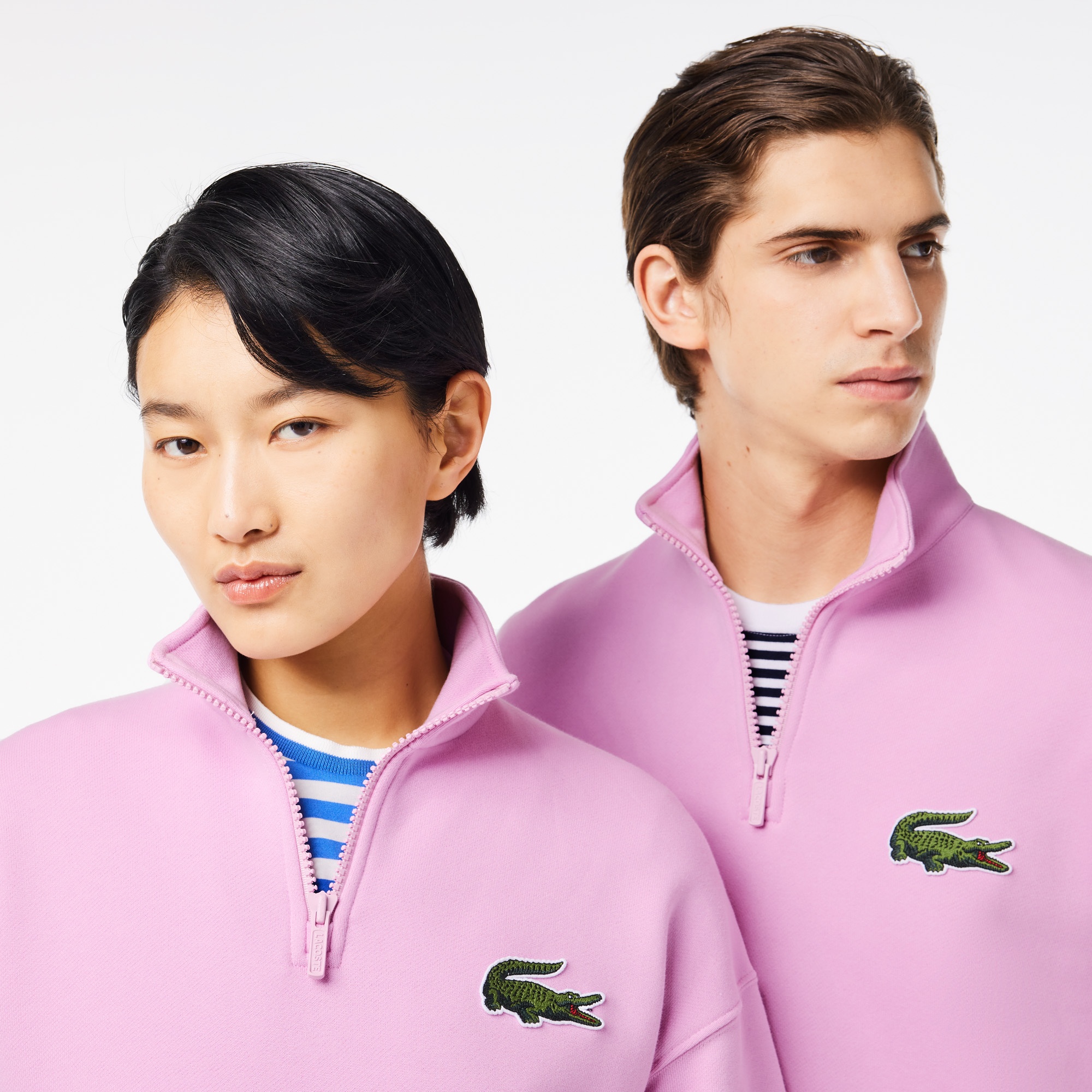 Lacoste Unisex Loose Fit Yarım Fermuarlı Pembe Sweatshirt