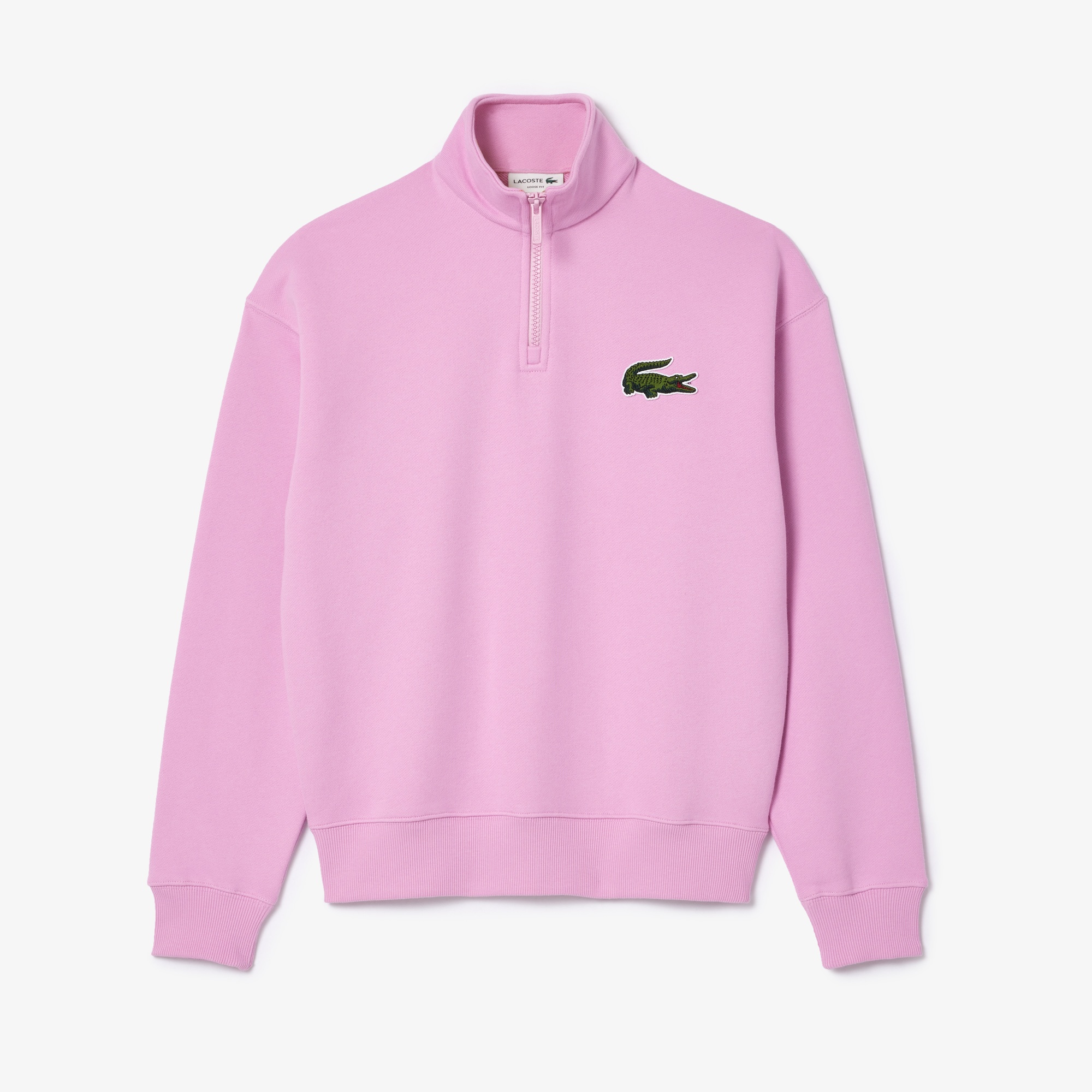 Lacoste Unisex Loose Fit Yarım Fermuarlı Pembe Sweatshirt
