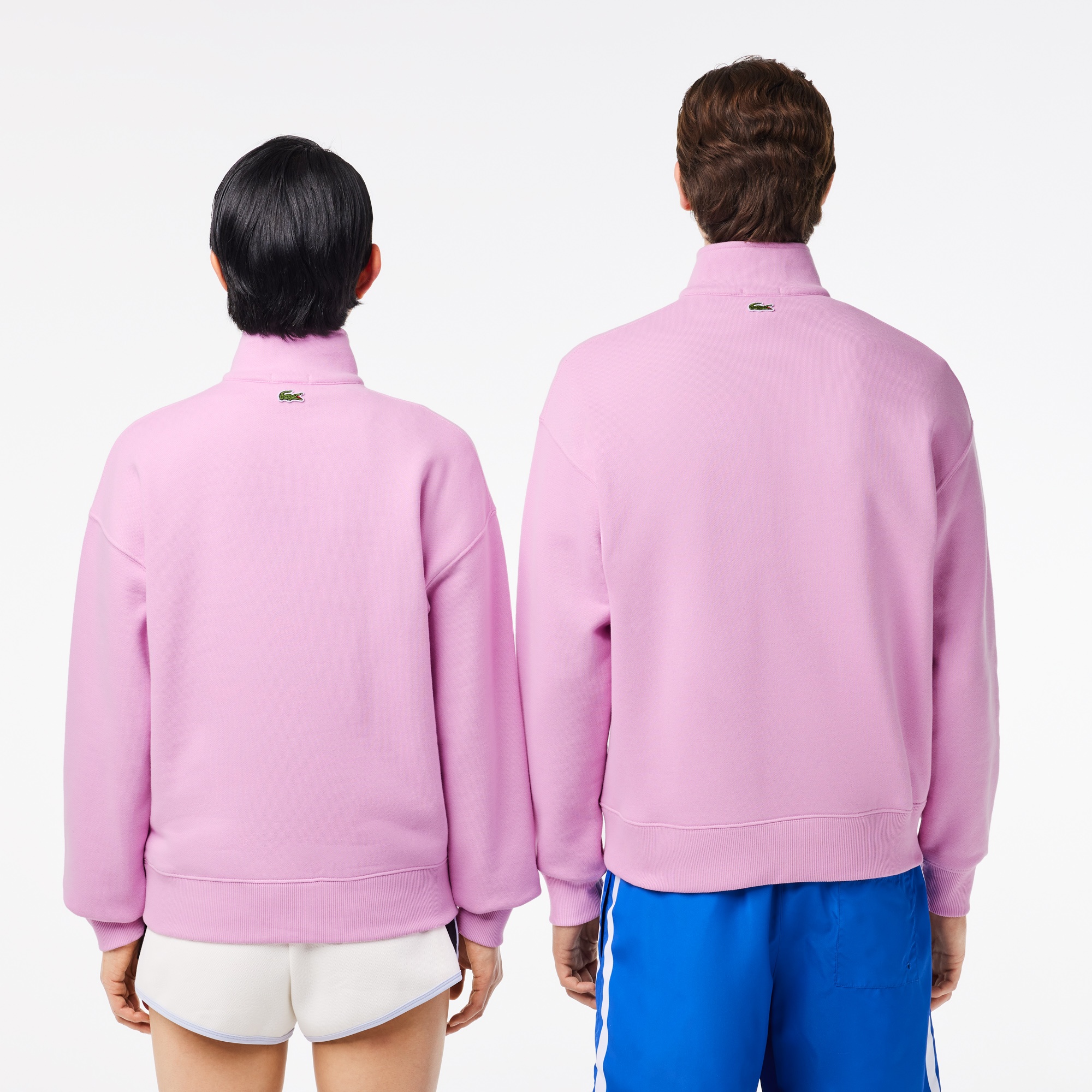 Lacoste Unisex Loose Fit Yarım Fermuarlı Pembe Sweatshirt