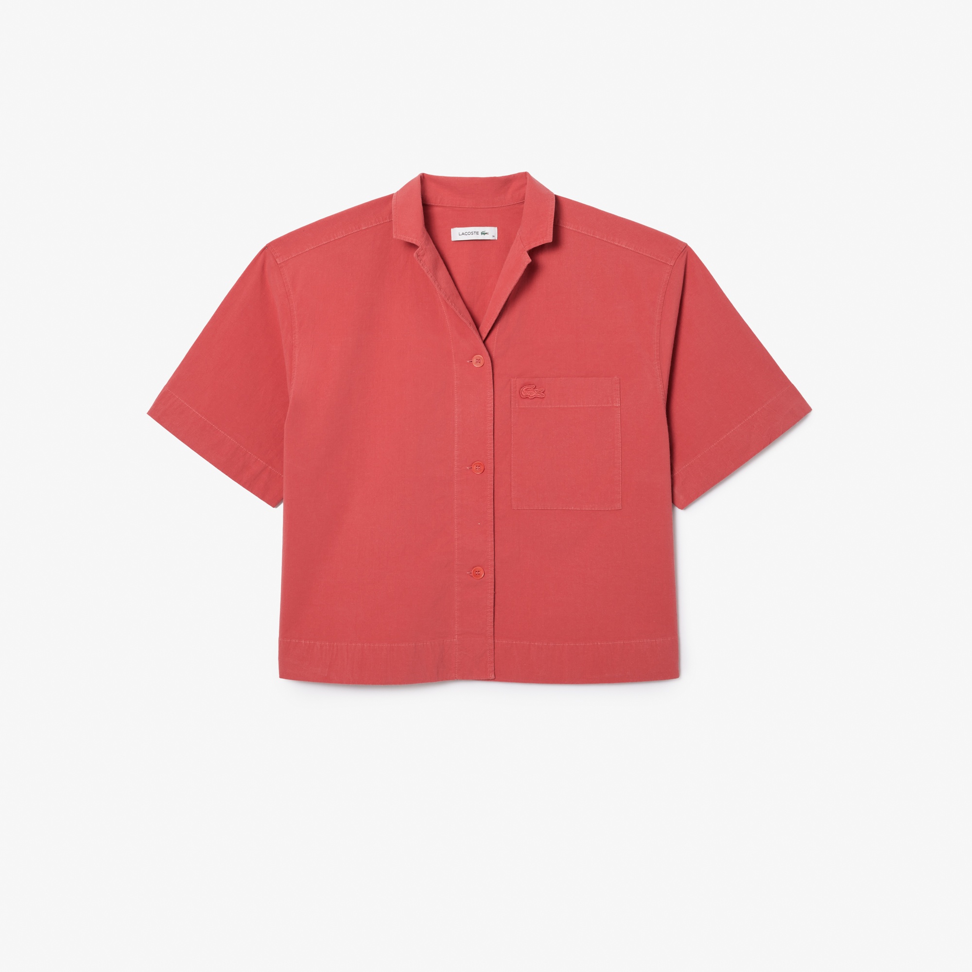 Lacoste Kadın Relaxed Fit Kısa Kollu Pembe Gömlek