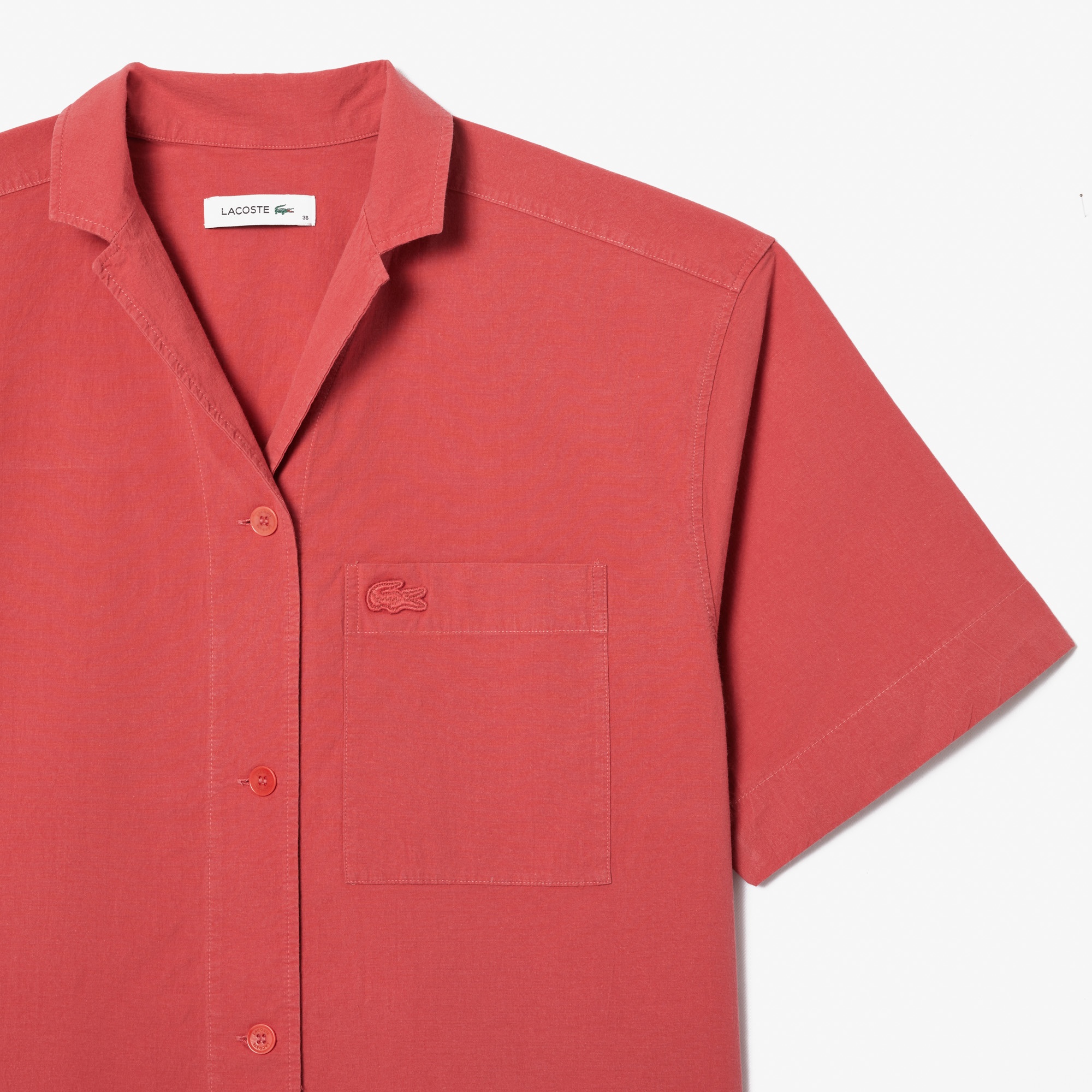 Lacoste Kadın Relaxed Fit Kısa Kollu Pembe Gömlek