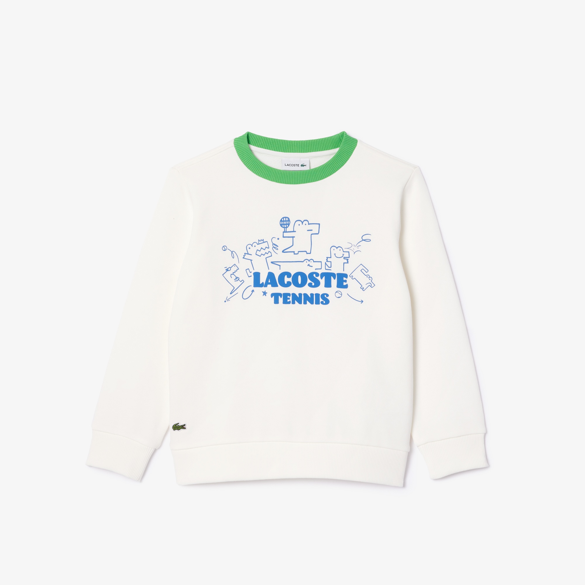 Lacoste Çocuk Bisiklet Yaka Baskılı Beyaz Sweatshirt