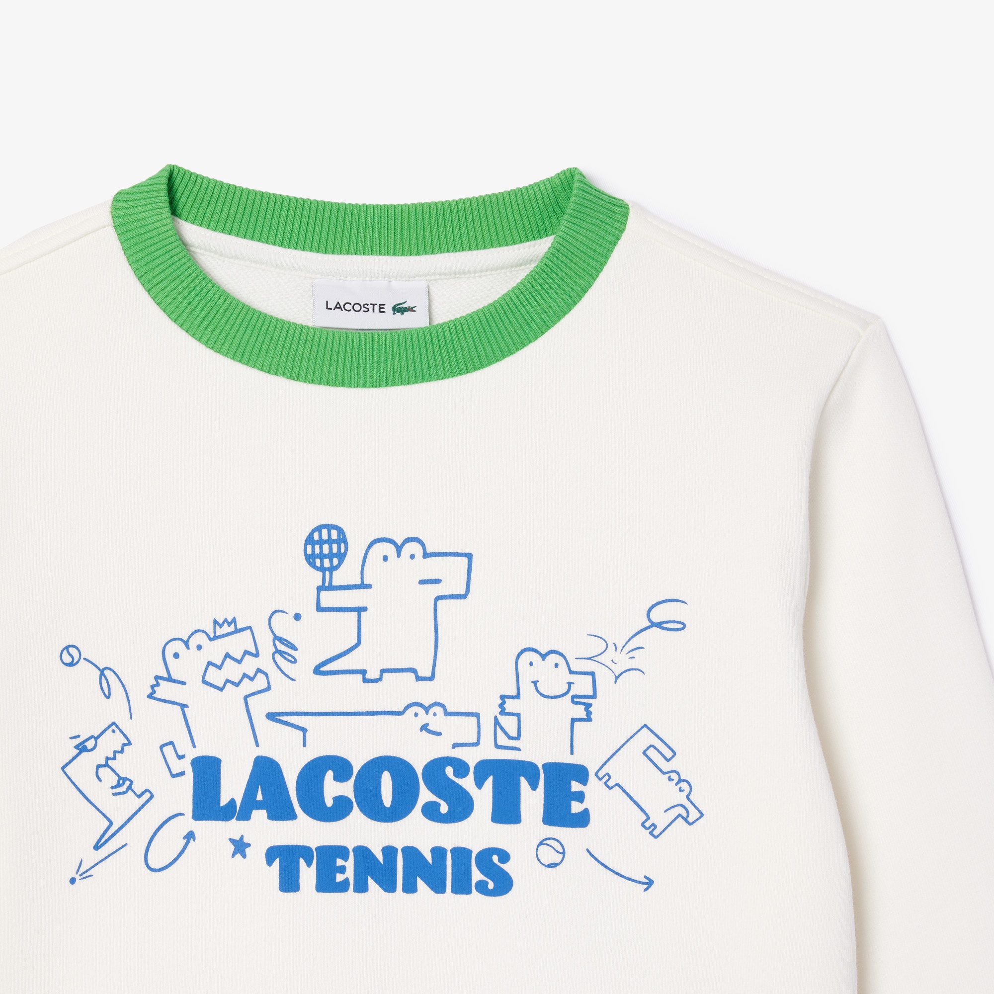 Lacoste Çocuk Bisiklet Yaka Baskılı Beyaz Sweatshirt