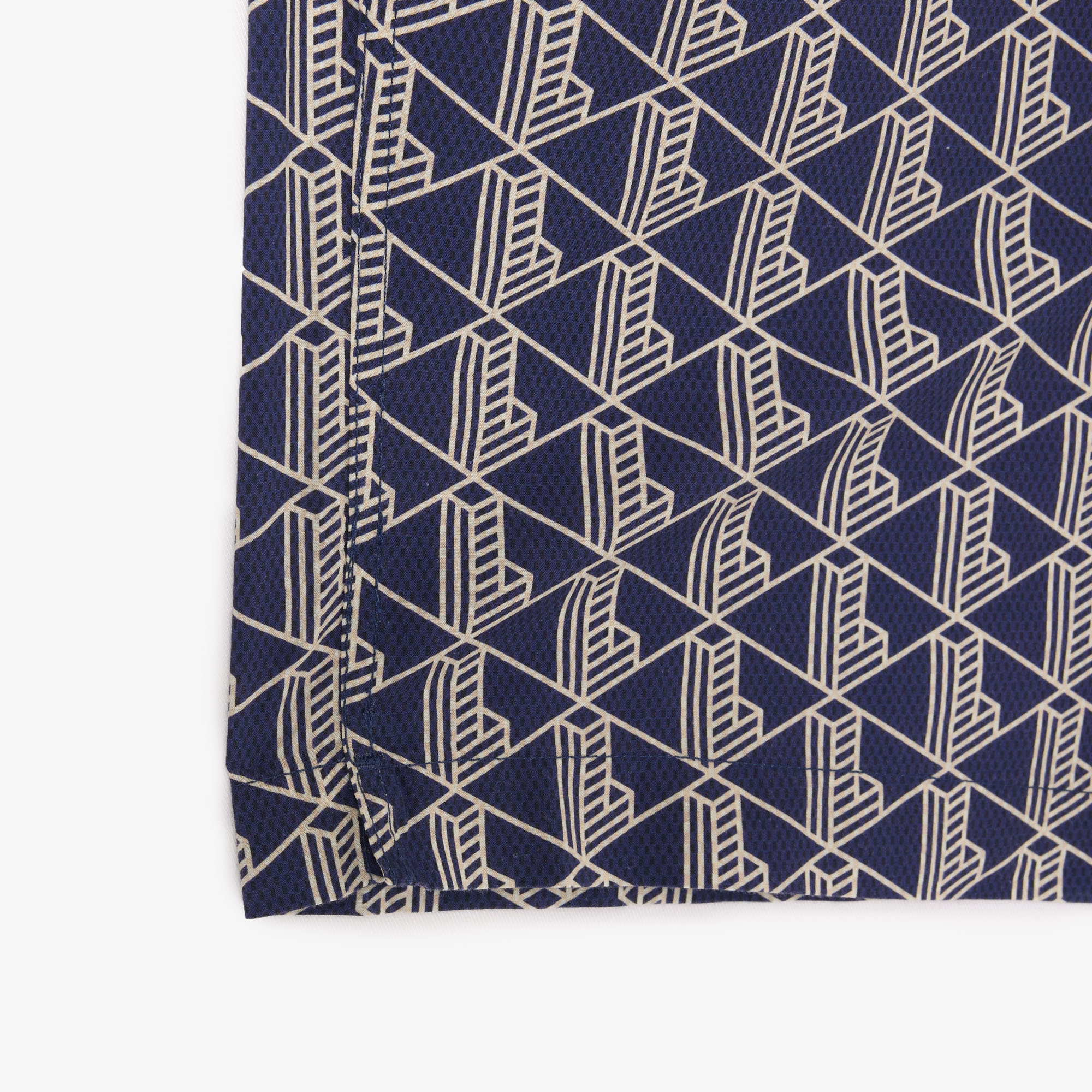 Lacoste Erkek Relaxed Fit Kısa Kollu Monogram Lacivert Gömlek