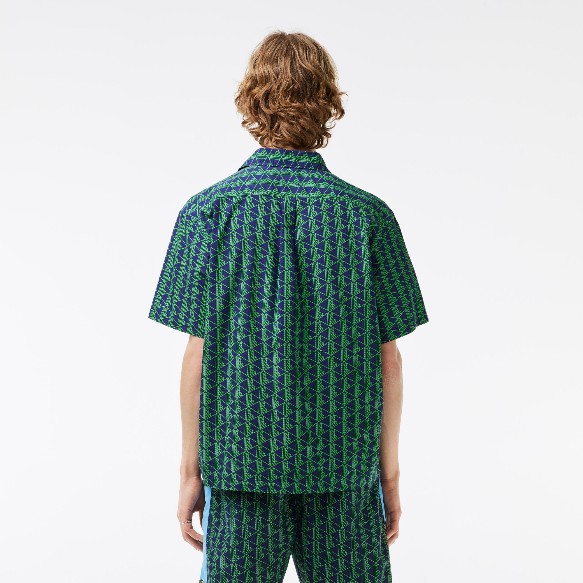 Lacoste Erkek Relaxed Fit Kısa Kollu Monogram Yeşil Gömlek