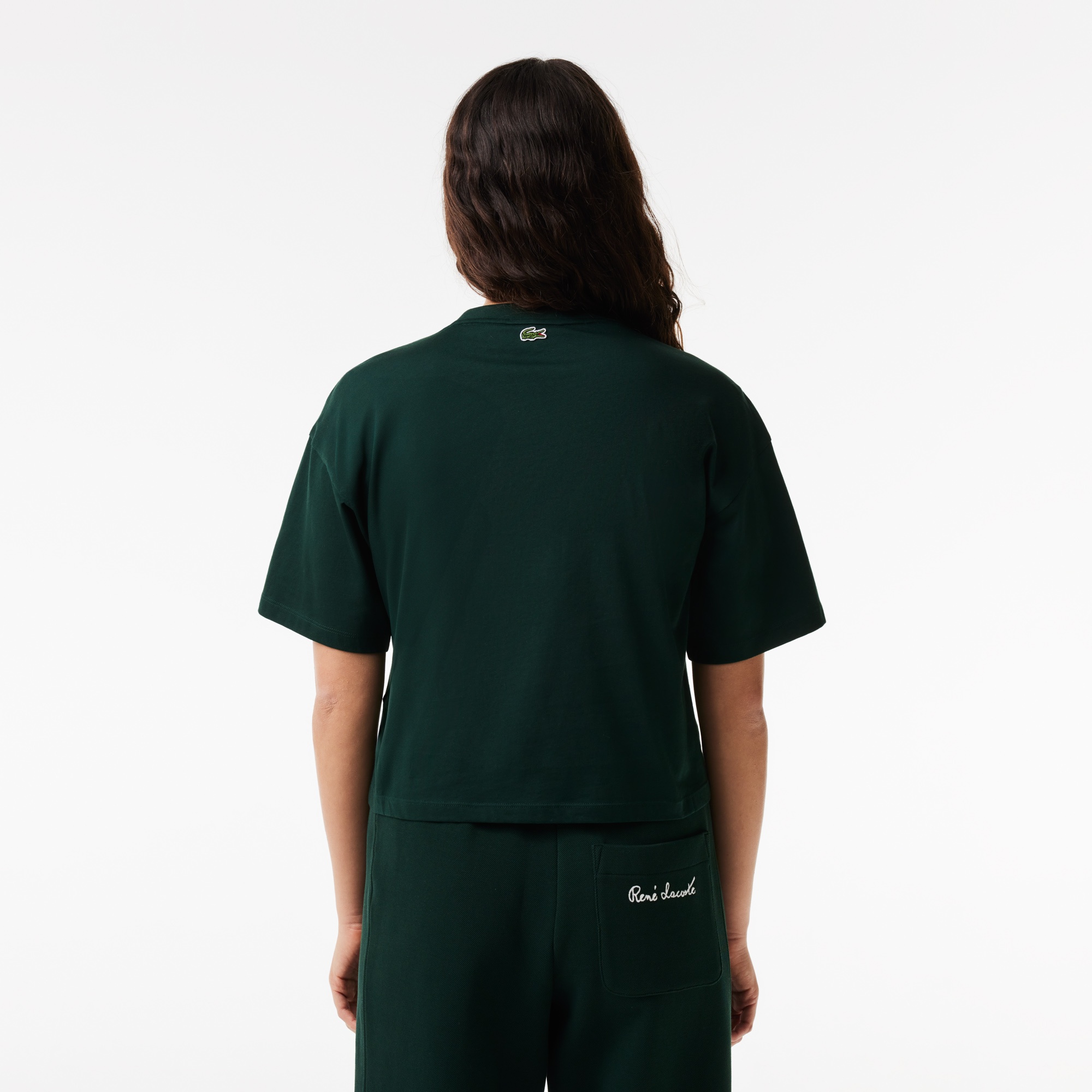 Lacoste Kadın Relaxed Fit Bisiklet Yaka Siyah T-Shirt