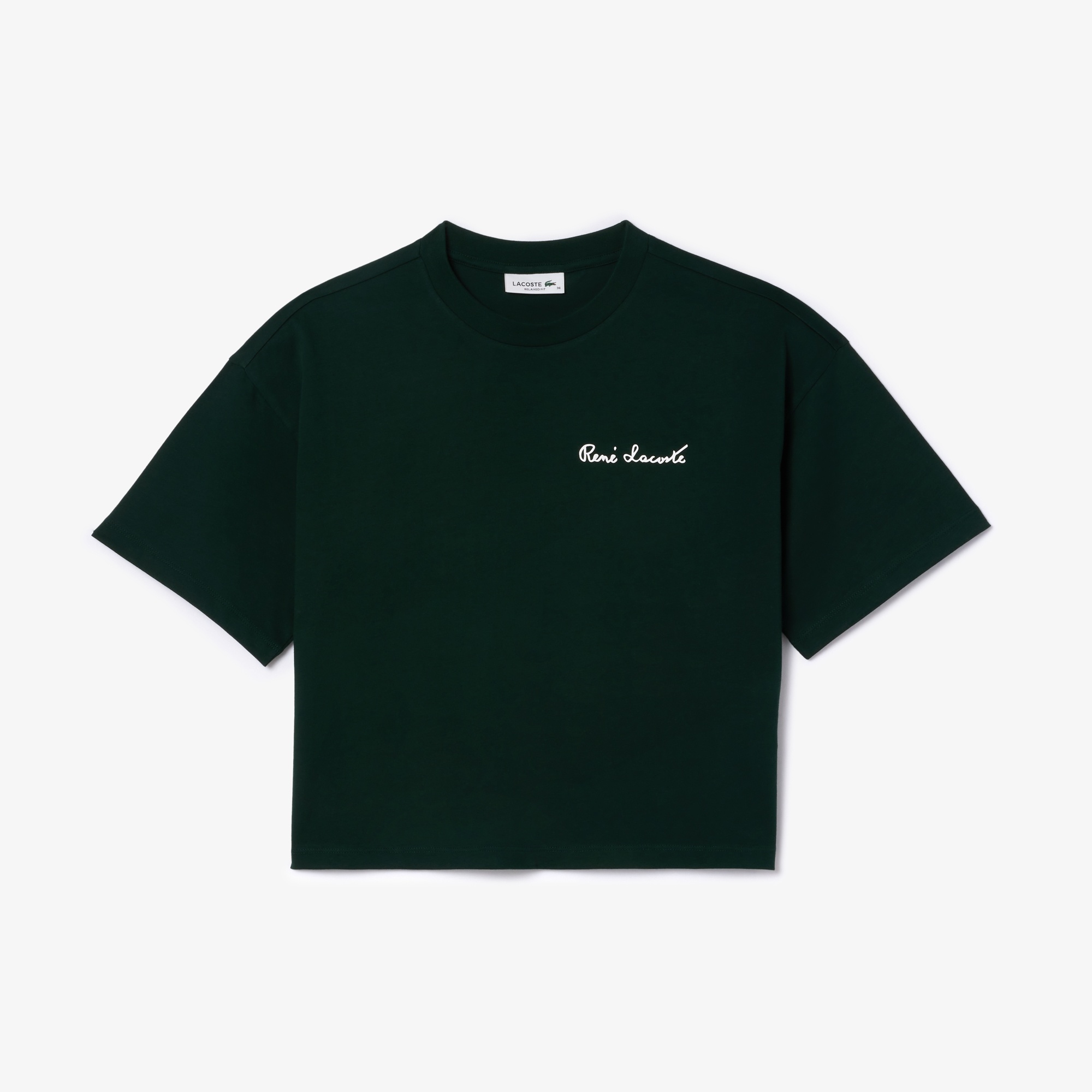 Lacoste Kadın Relaxed Fit Bisiklet Yaka Siyah T-Shirt