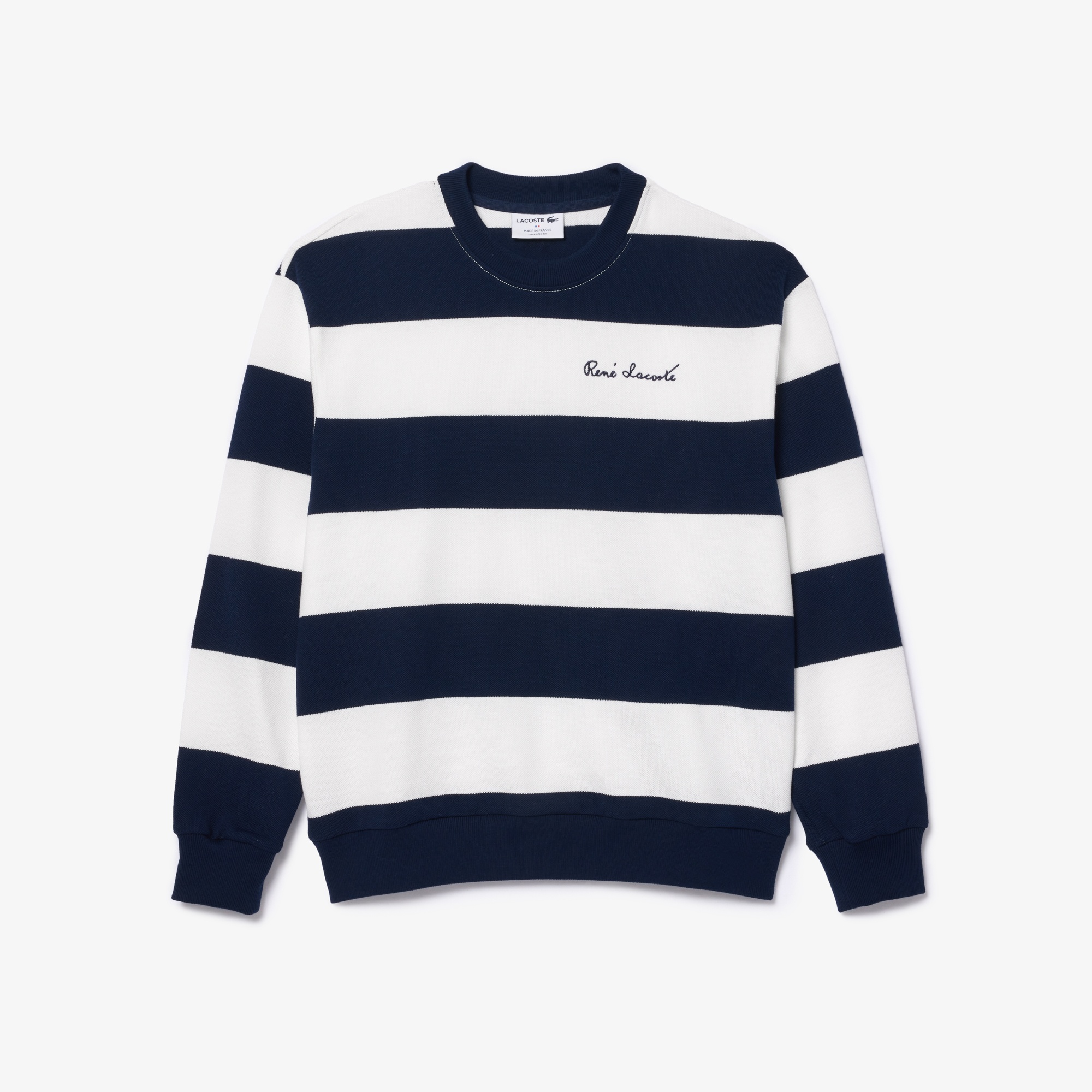 Lacoste Kadın Bisiklet Yaka Çizgili Lacivert Sweatshirt