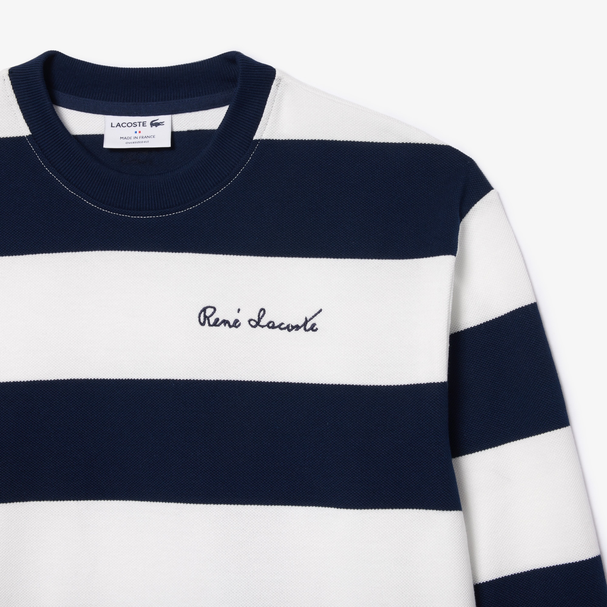 Lacoste Kadın Bisiklet Yaka Çizgili Lacivert Sweatshirt