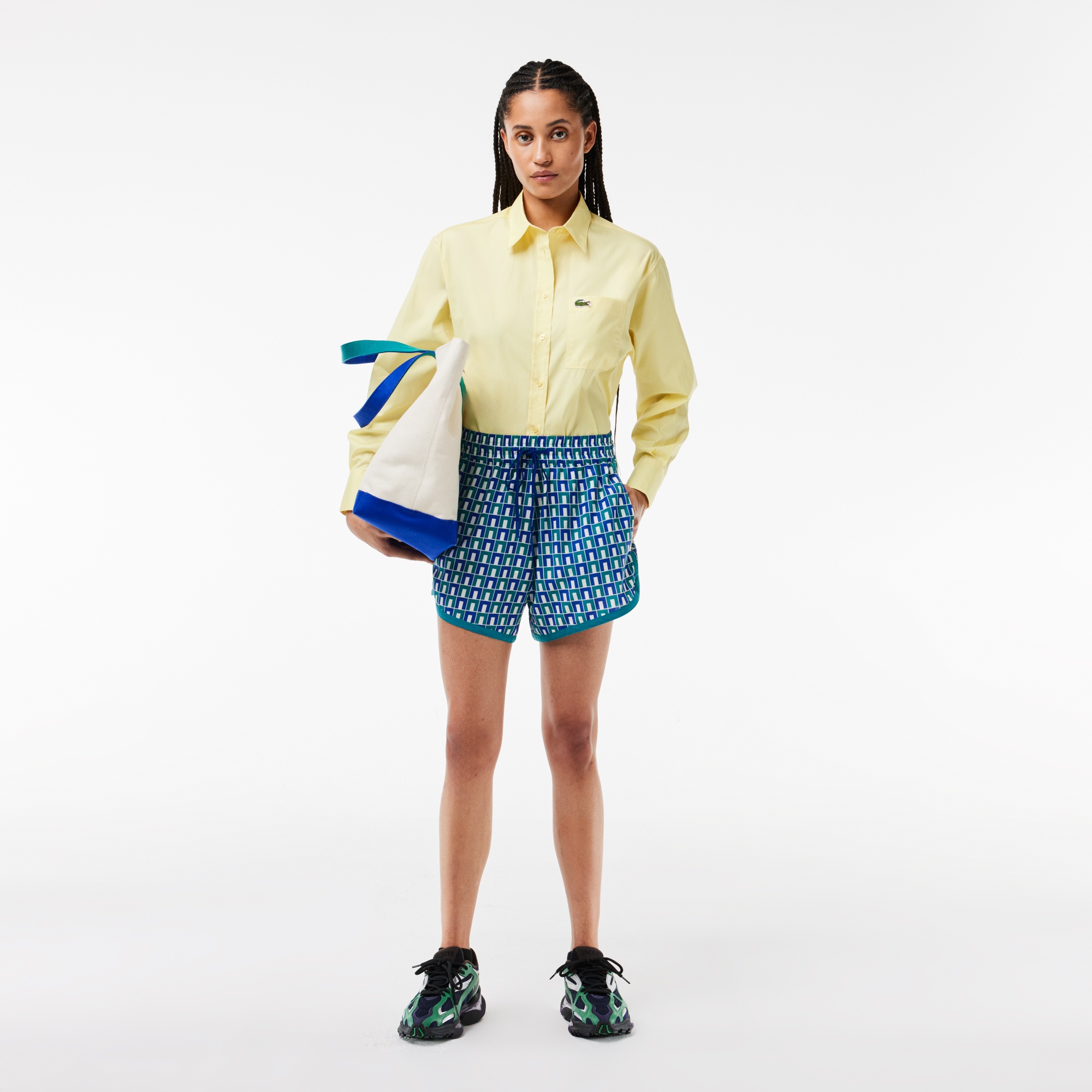 Lacoste Kadın Baskılı Mavi Şort