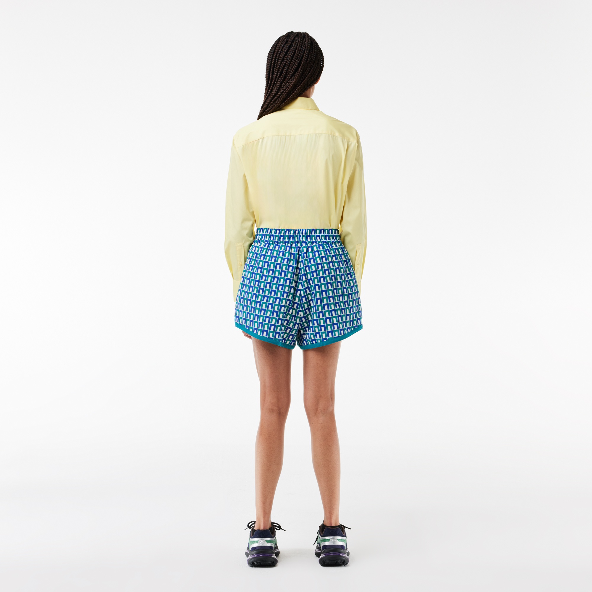 Lacoste Kadın Baskılı Mavi Şort