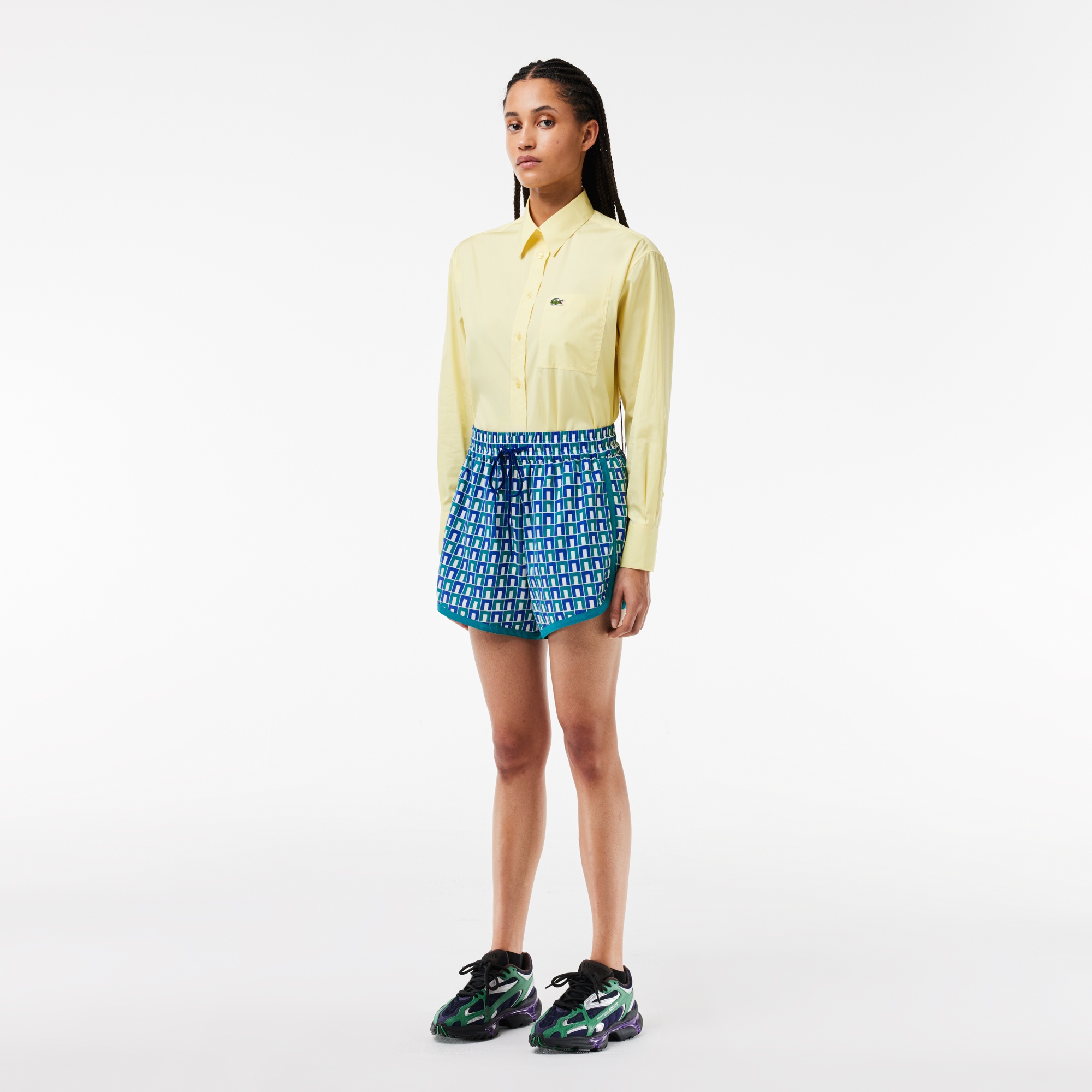 Lacoste Kadın Baskılı Mavi Şort