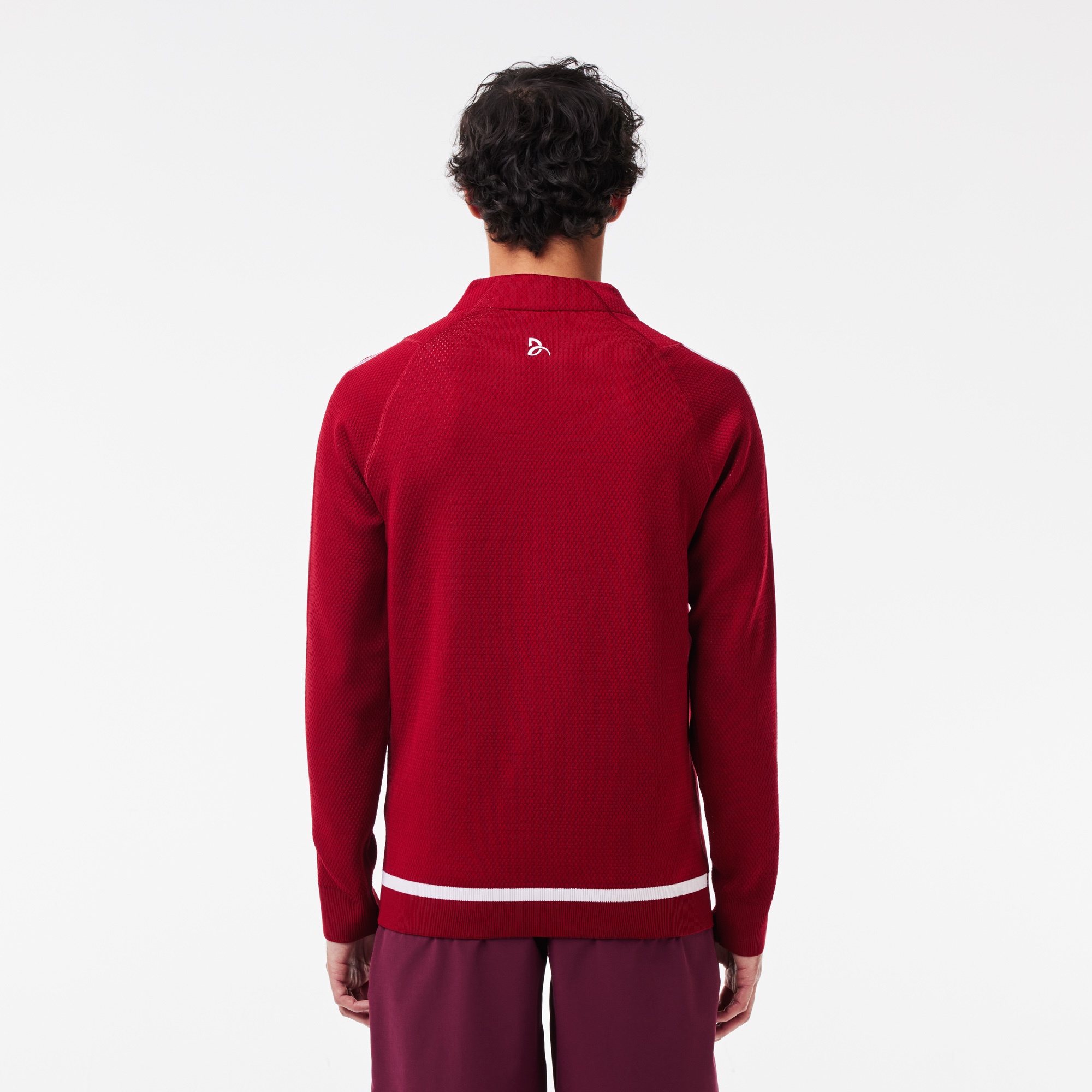 Lacoste SPORT x Novak Djokovic Erkek Bisiklet Yaka Renk Bloklu Kırmızı Sweatshirt