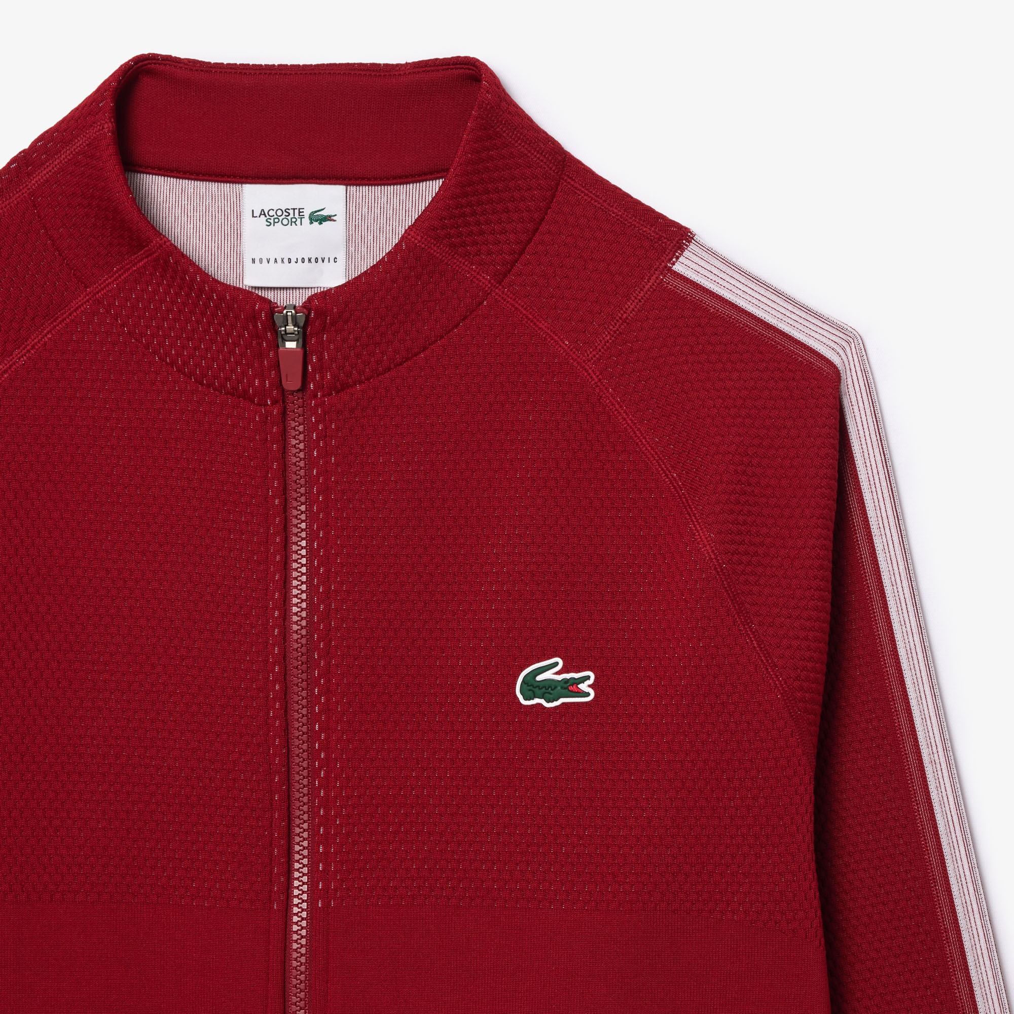 Lacoste SPORT x Novak Djokovic Erkek Bisiklet Yaka Renk Bloklu Kırmızı Sweatshirt