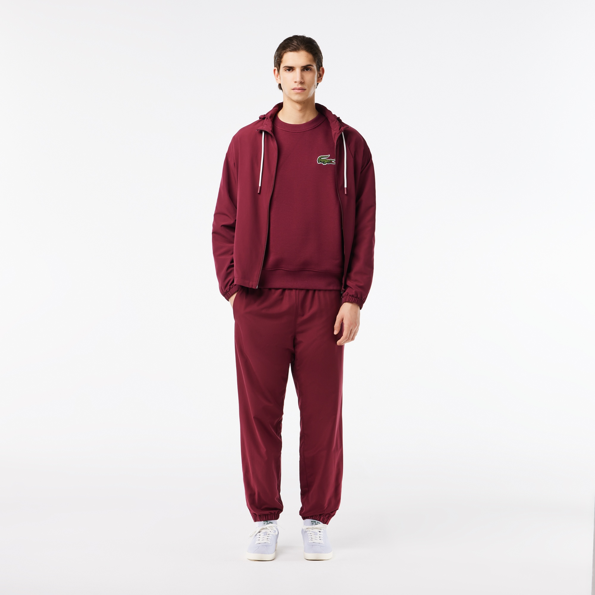 Lacoste Unisex Loose Fit Bisiklet Yaka Bordo Sweatshirt