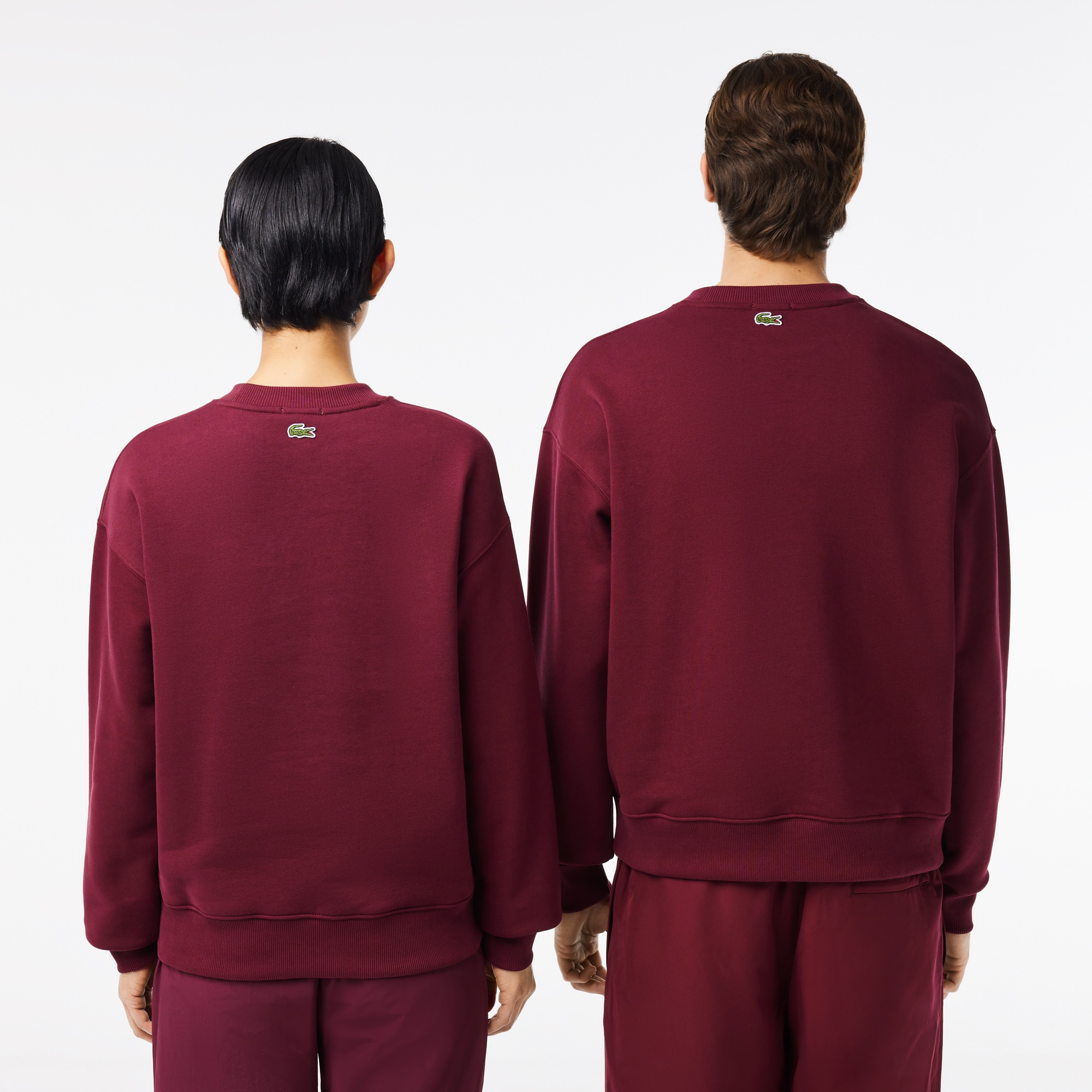 Lacoste Unisex Loose Fit Bisiklet Yaka Bordo Sweatshirt