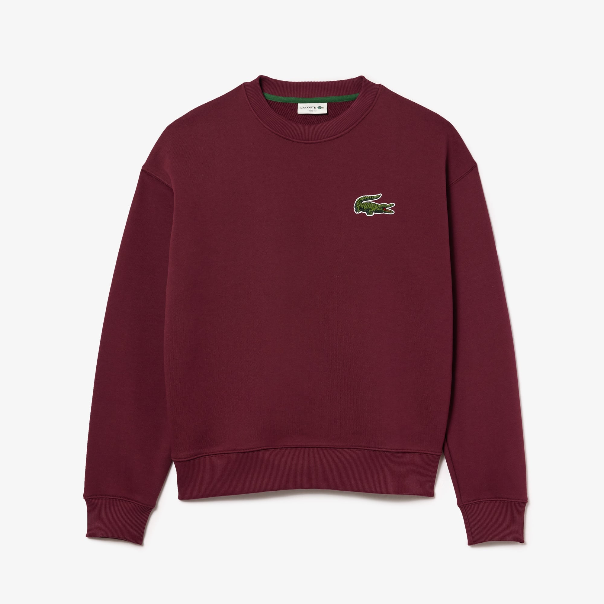 Lacoste Unisex Loose Fit Bisiklet Yaka Bordo Sweatshirt
