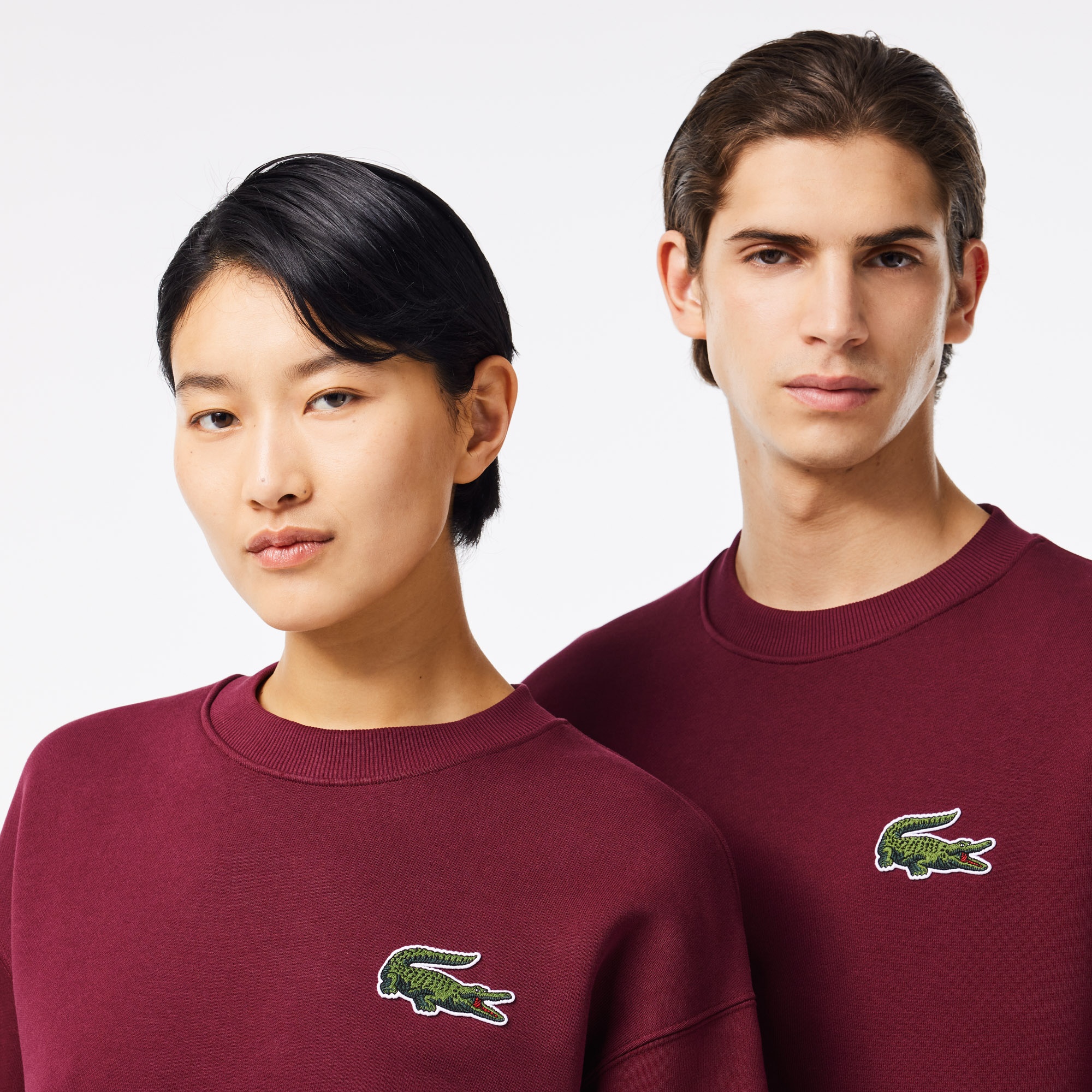 Lacoste Unisex Loose Fit Bisiklet Yaka Bordo Sweatshirt