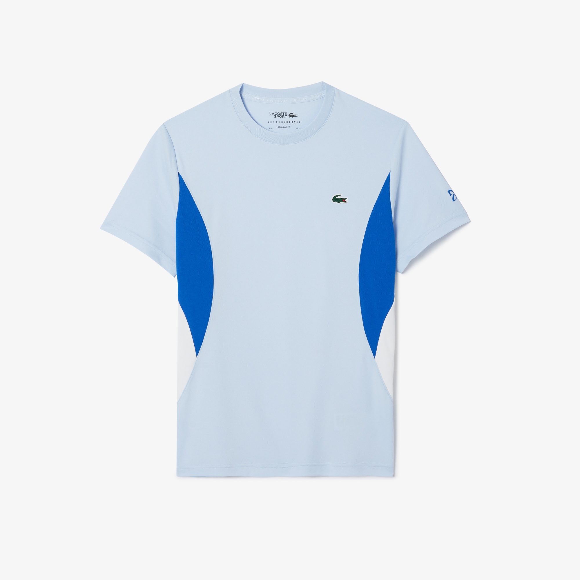 Lacoste SPORT x Novak Djokovic Erkek Regular Fit Bisiklet Yaka Renk Bloklu Açık Mavi T-Shirt