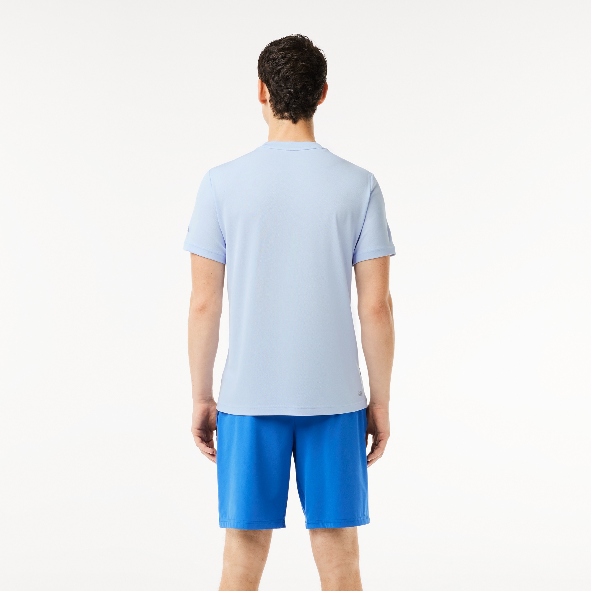 Lacoste SPORT x Novak Djokovic Erkek Regular Fit Bisiklet Yaka Renk Bloklu Açık Mavi T-Shirt