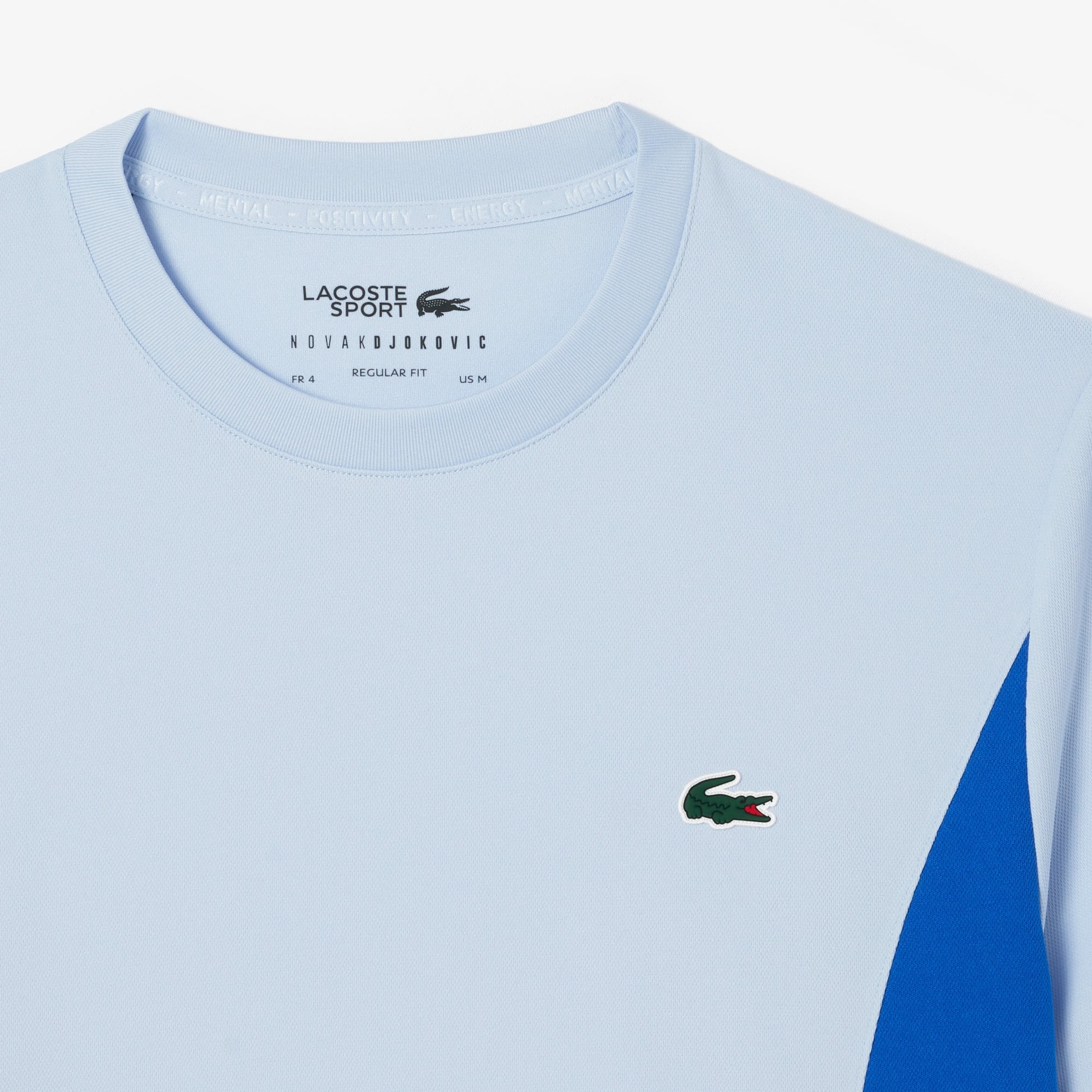 Lacoste SPORT x Novak Djokovic Erkek Regular Fit Bisiklet Yaka Renk Bloklu Açık Mavi T-Shirt