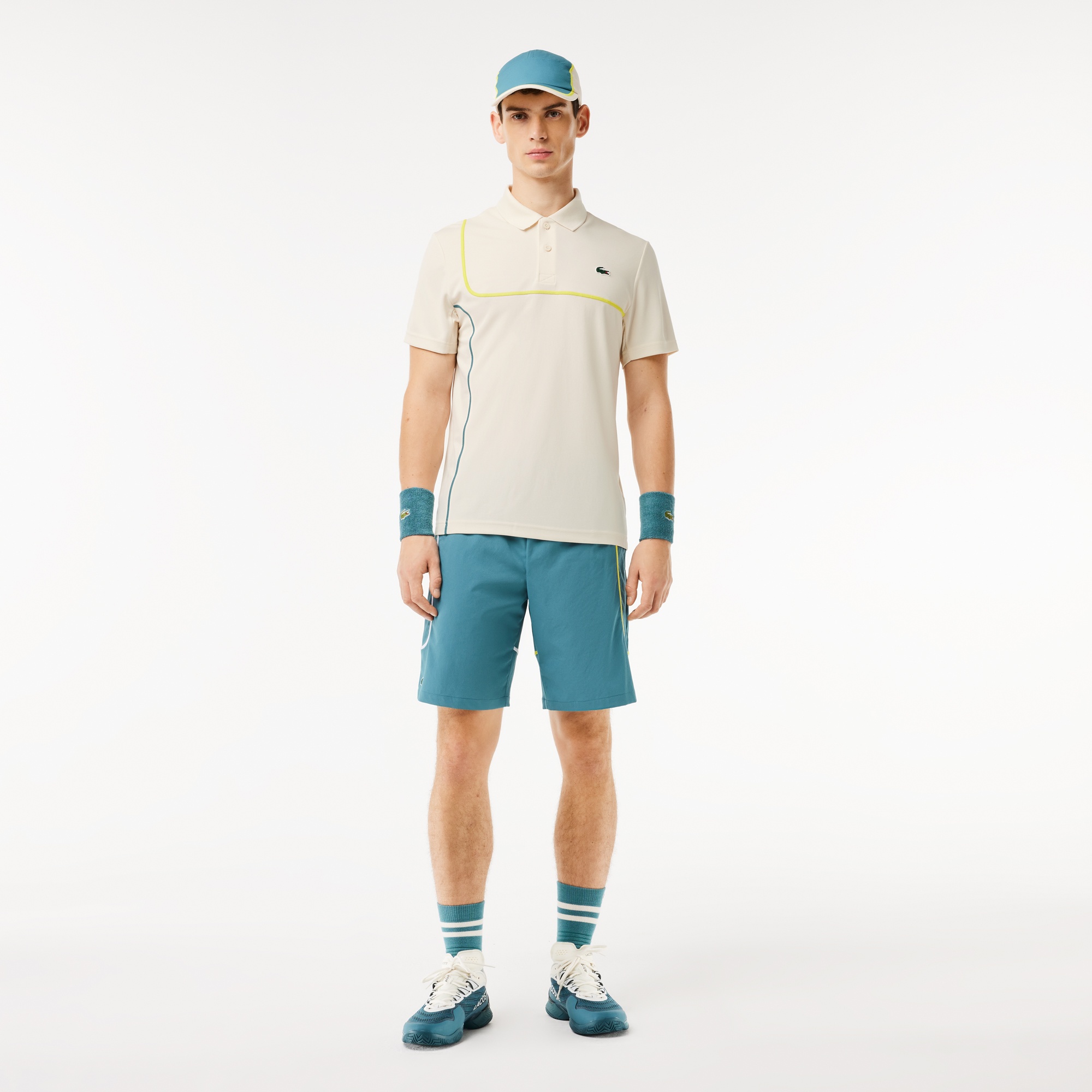 Lacoste Erkek Regular Fit Renk Bloklu Beyaz Tenis Polo