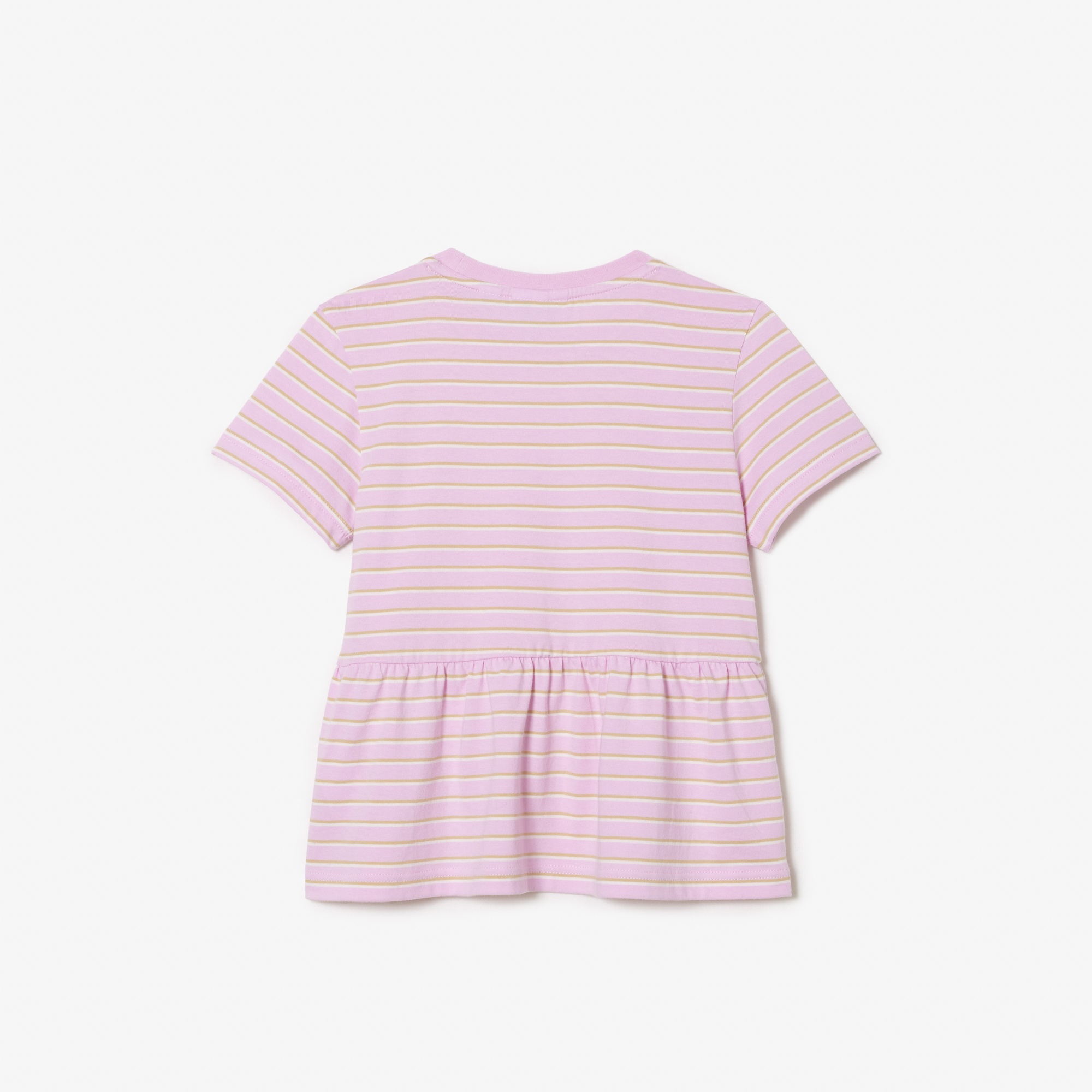 Lacoste Kız Çocuk Bisiklet Yaka Çizgili Pembe T-shirt