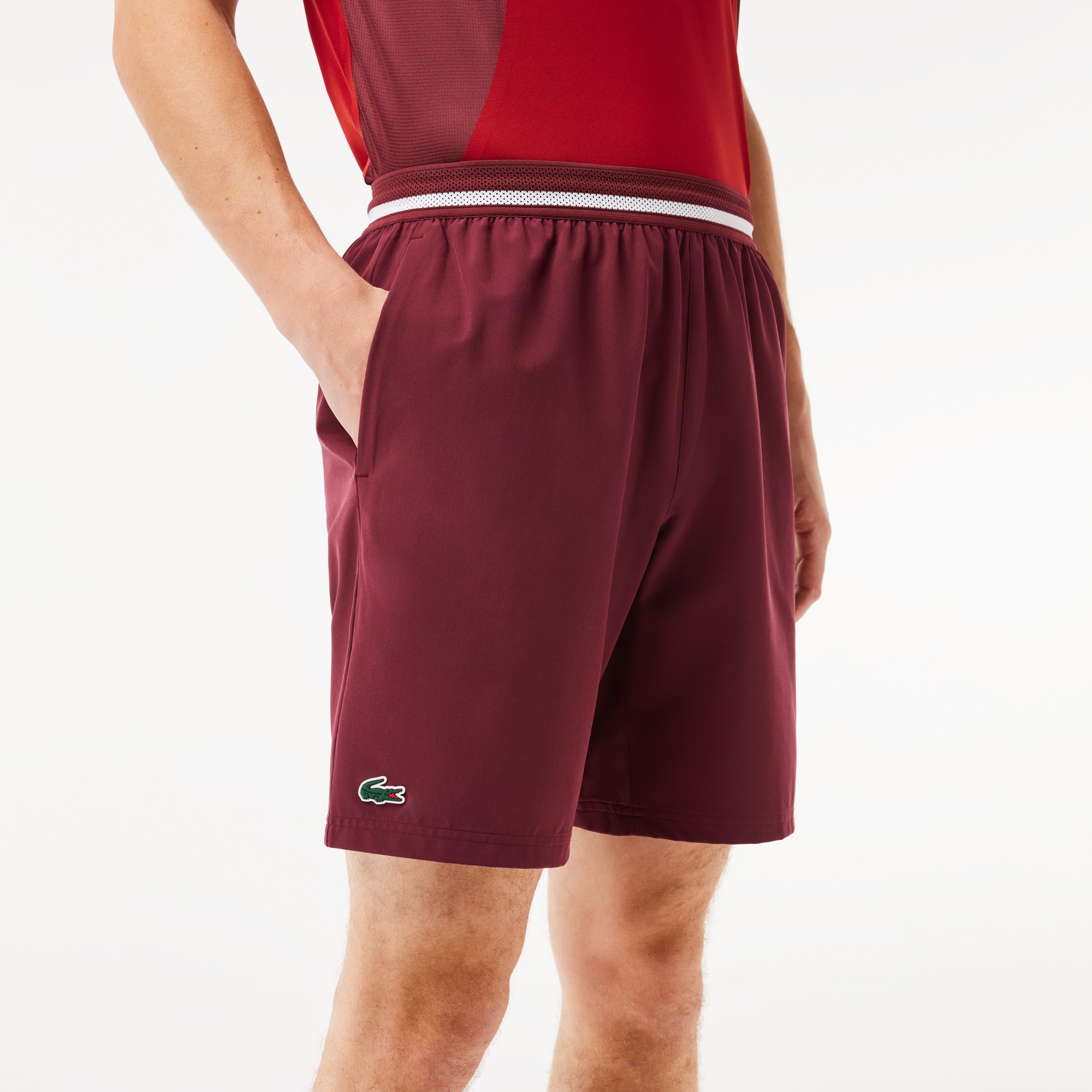 Lacoste SPORT x Novak Djokovic Erkek Regular Fit Bordo Şort