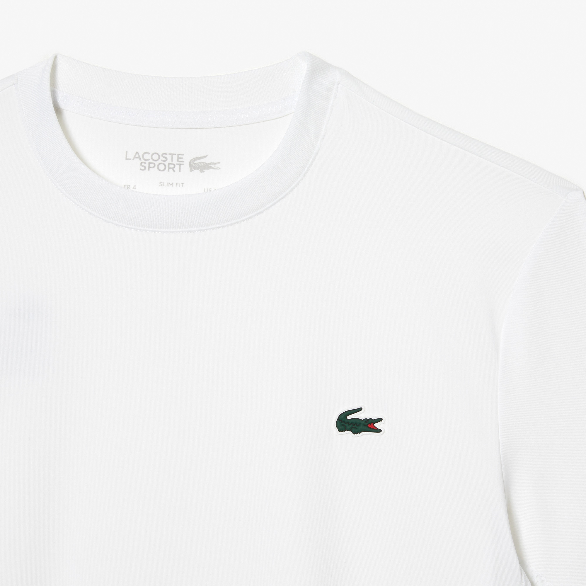 Lacoste SPORT Erkek Slim Fit Bisiklet Yaka Beyaz T-Shirt