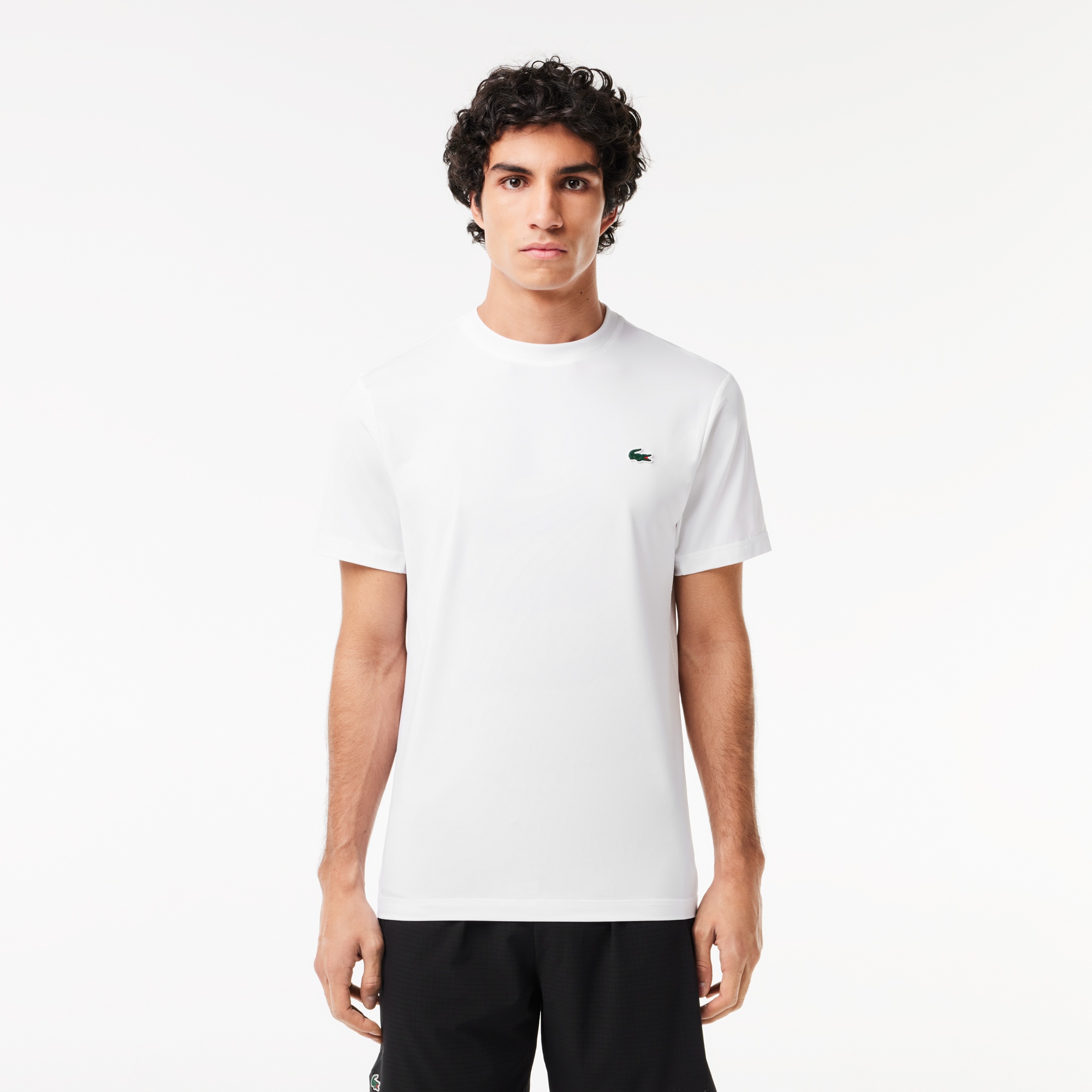 Lacoste SPORT Erkek Slim Fit Bisiklet Yaka Beyaz T-Shirt