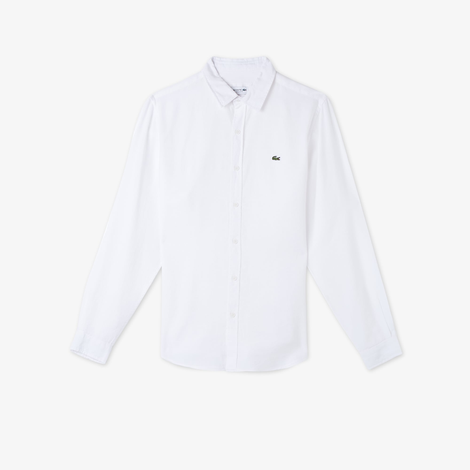 Lacoste Erkek Regular Fit Keten Beyaz Gömlek görsel 3